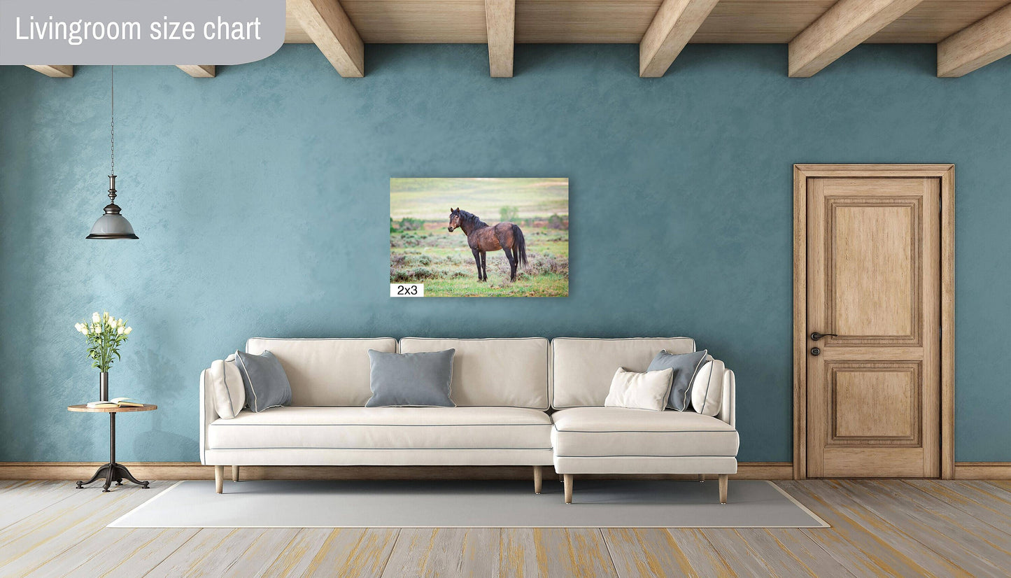 Wild Stallion, Wild Horse Wall Art, Wild Mustang, Wyoming Wildlife Canvas Wall Art Prints, Decor for Home ,Living Room, Bedroom, Office