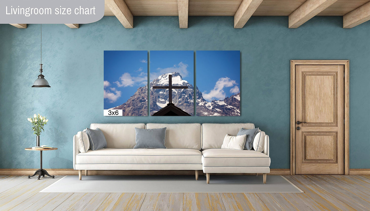 Christian Inspirational Wall Art, Cross on the Mountain, Grand Teton National Park, Wyoming Photography, Mountain Landscape Canvas Prints