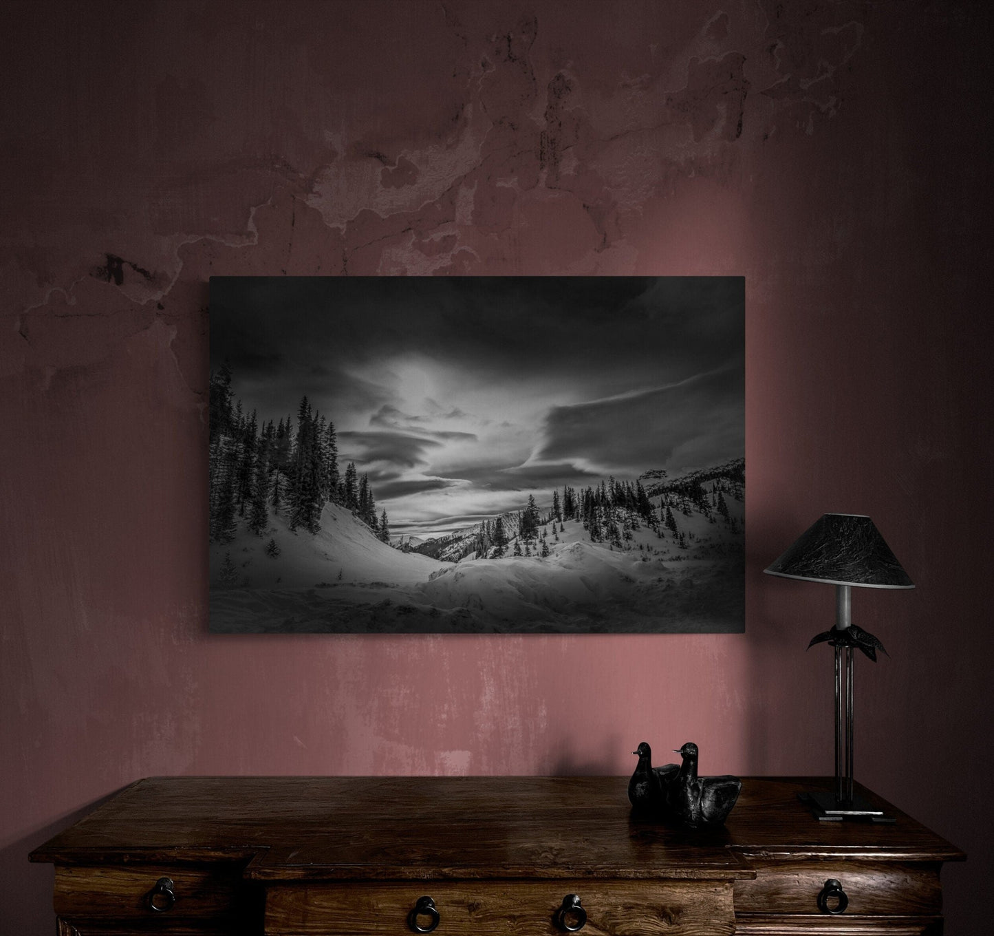 Dreamy Colorado Winter, Black White Print, Epic Snow Storm Sky, Rocky Mountain Landscape, Dramatic Canvas Wall Art, Majestic Mountain Scene - SandyDobbsFineArtPhotography