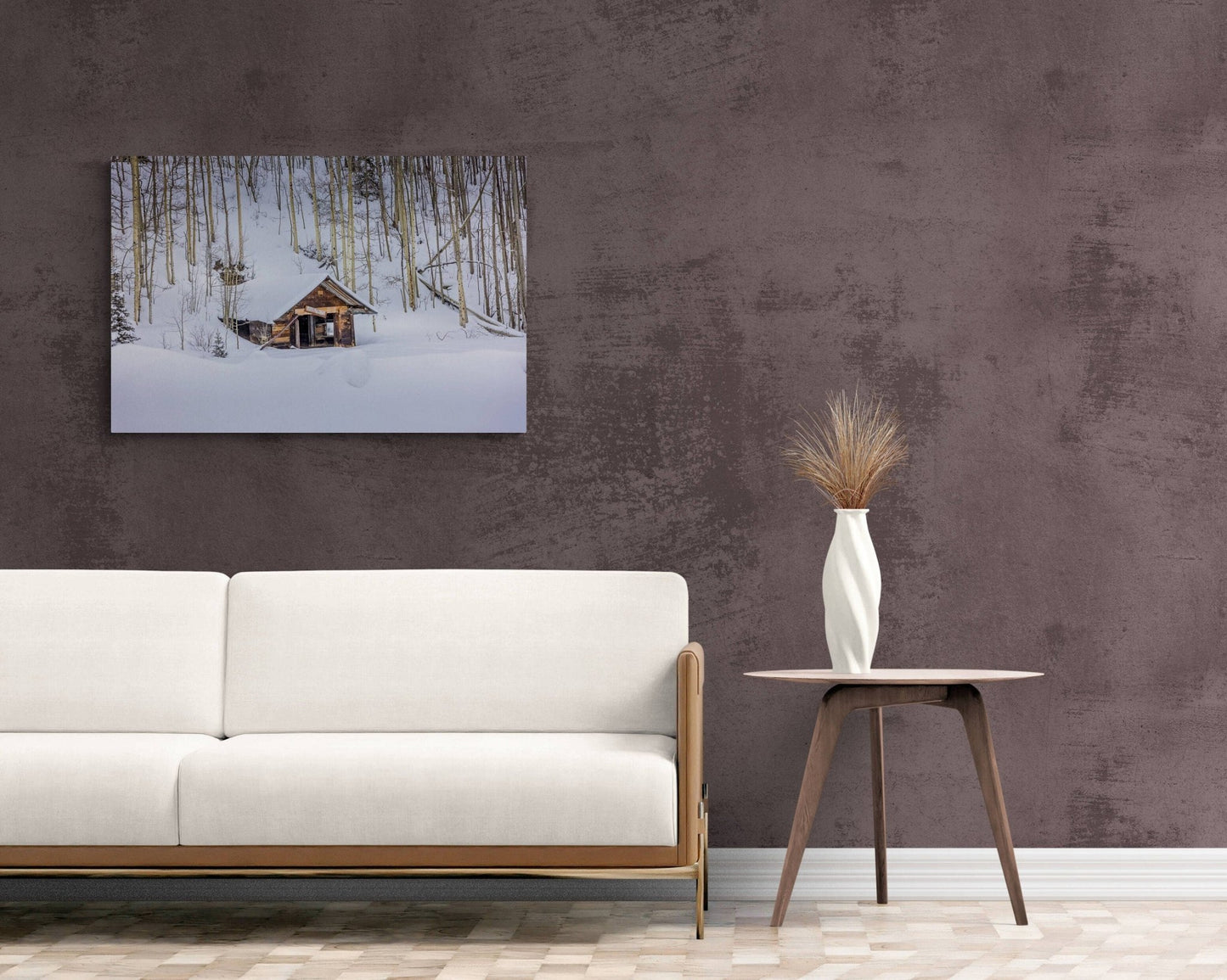 Rustic Cabin in Snowy Woods, Winter Landscape Photo, Aspen Winter Forest, Colorado Winter Print, Rocky Mountain Scenery, Winter Aspens Art - SandyDobbsFineArtPhotography