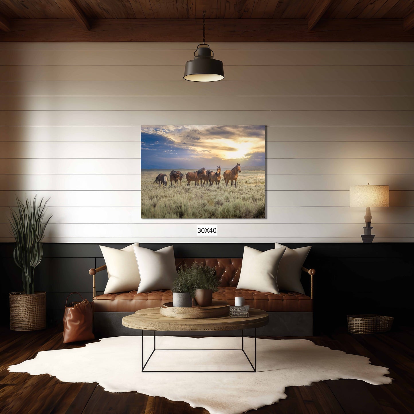Wyoming Wild Horses Wall Art Print, Wild Mustang Photo, Wildlife Canvas, Cowboy Old West, Rustic Wilderness Decor for Home or Office