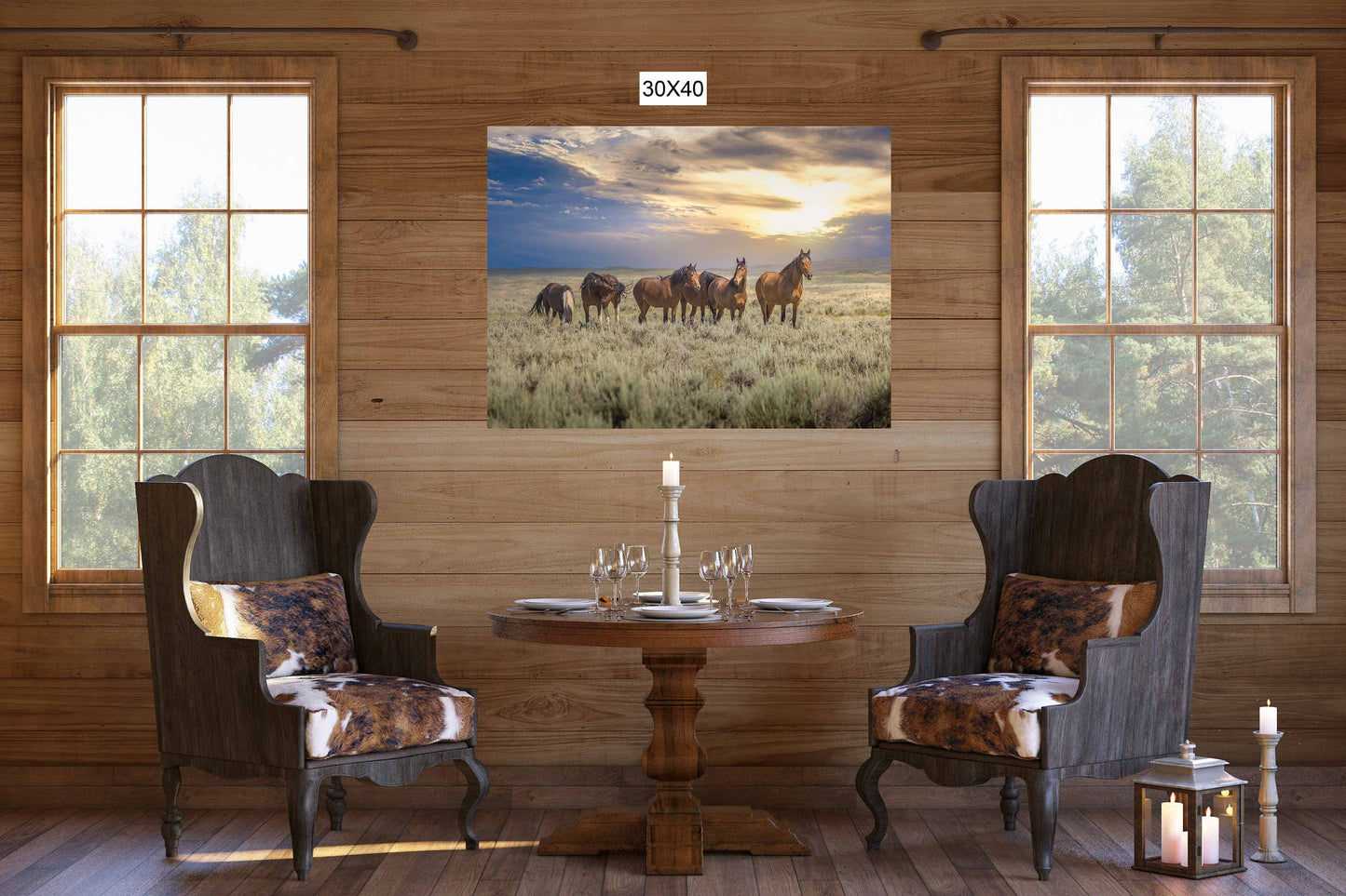 Wyoming Wild Horses Wall Art Print, Wild Mustang Photo, Wildlife Canvas, Cowboy Old West, Rustic Wilderness Decor for Home or Office