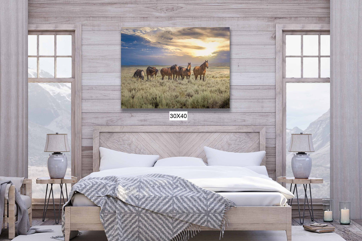 Wyoming Wild Horses Wall Art Print, Wild Mustang Photo, Wildlife Canvas, Cowboy Old West, Rustic Wilderness Decor for Home or Office