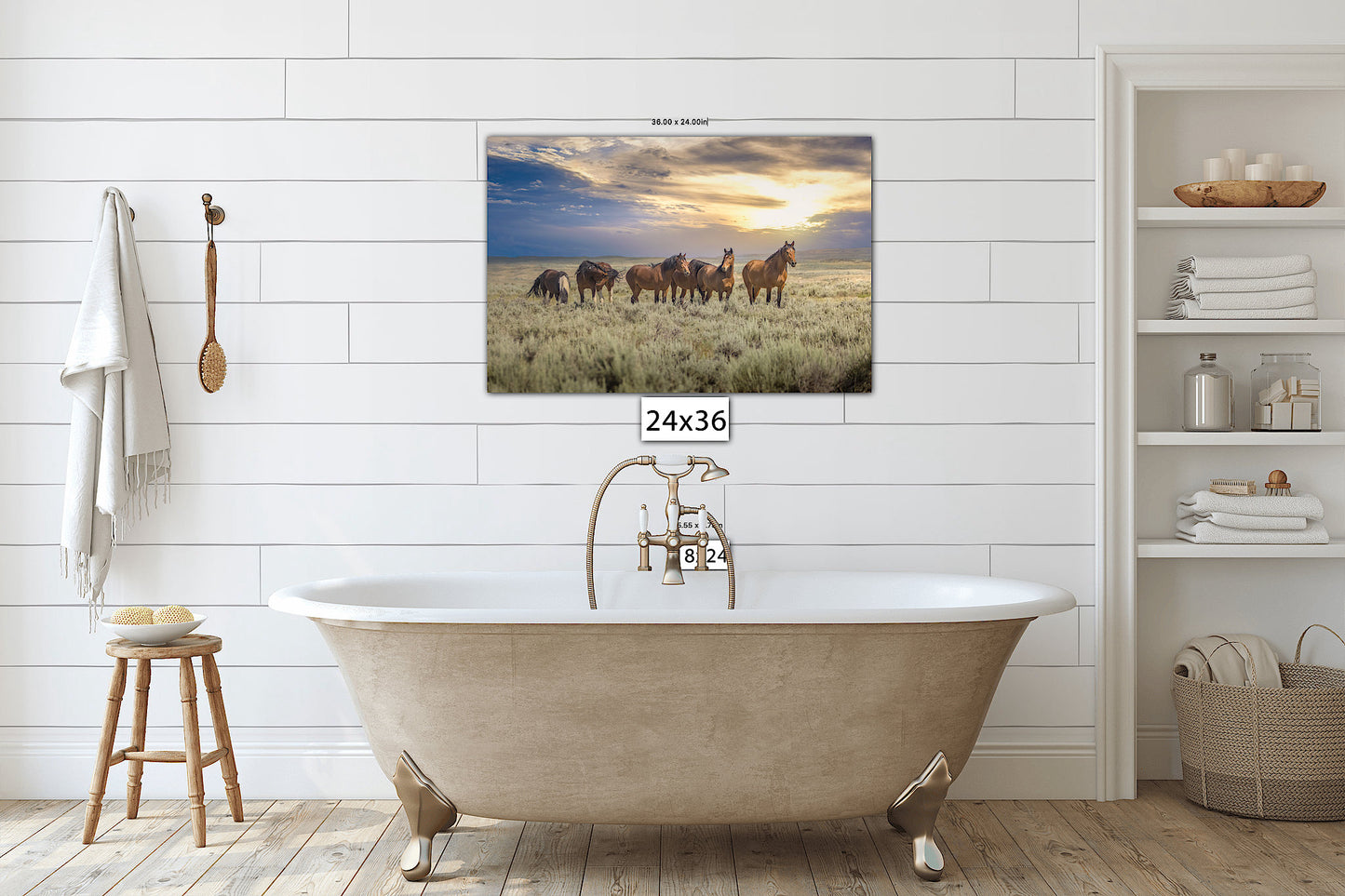 Wyoming Wild Horses Wall Art Print, Wild Mustang Photo, Wildlife Canvas, Cowboy Old West, Rustic Wilderness Decor for Home or Office