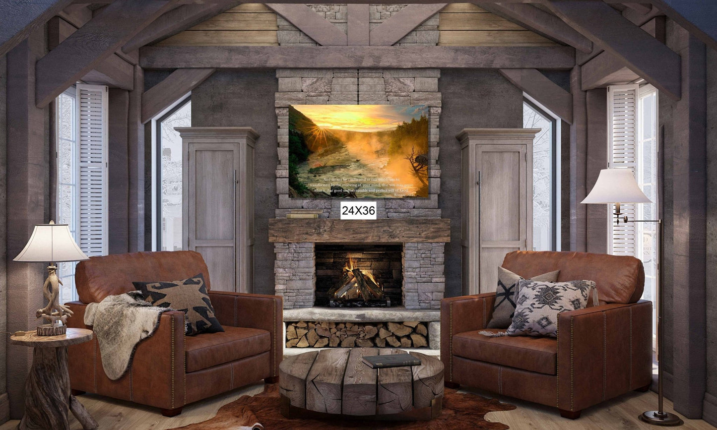 Romans 12 2 Scripture Print, Christian Inspirational Wall Art, Faith Home Decor, Photo Canvas, Montana Landscape Photography, Bible Verse - SandyDobbsFineArtPhotography