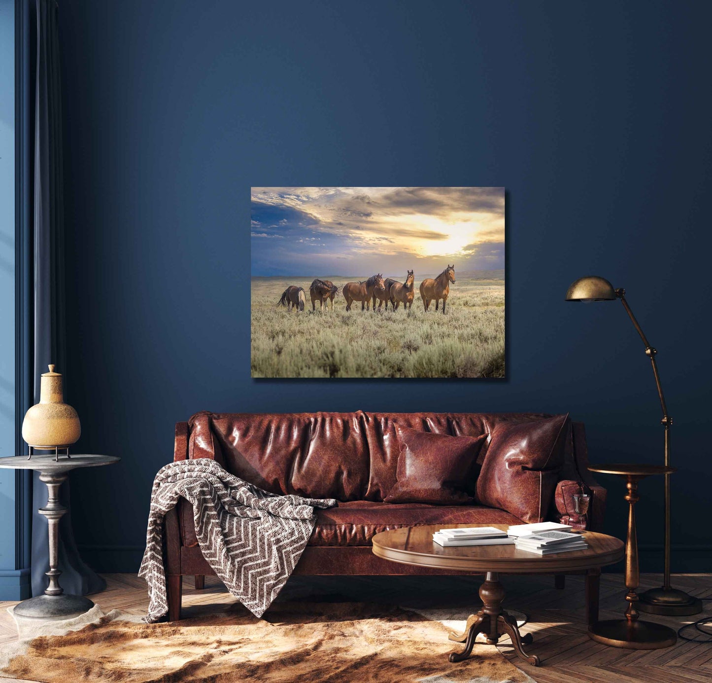 Wyoming Wild Horses Wall Art Print, Wild Mustang Photo, Wildlife Canvas, Cowboy Old West, Rustic Wilderness Decor for Home or Office