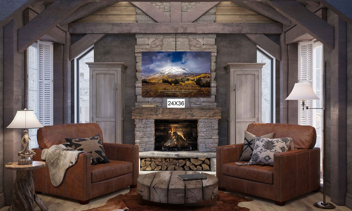 Philippians 4:7 Christian Inspirational Wall Art, Colorado Autumn Landscape, Scripture Canvas, Original, Peace of God, Customization - SandyDobbsFineArtPhotography