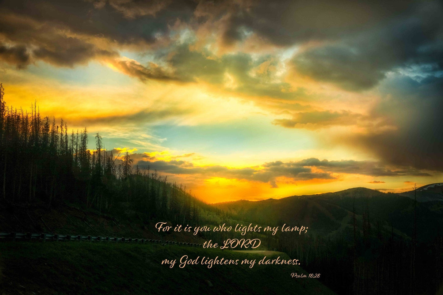 Psalm 18:28 Christian Inspirational Wall Art, Monarch Pass Scripture Canvas, God Lightens My Darkness, Colorado Sunset Photography, Custom - SandyDobbsFineArtPhotography