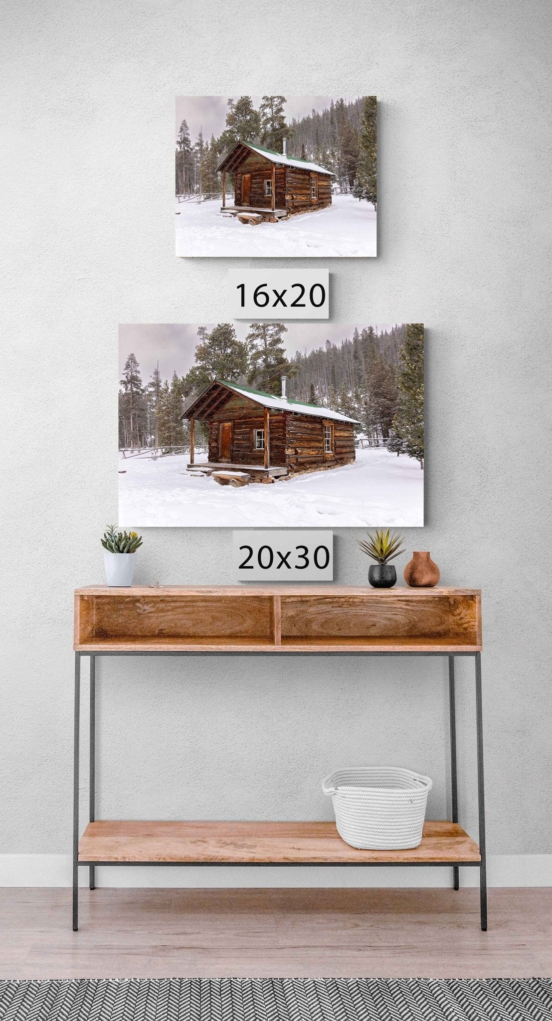 Cabin in Snow Rocky Mountain National Park, Colorado Winter Landscape Photo, Grand Lake, Christmas Forest Scenery, Large Wall Art Home Decor - SandyDobbsFineArtPhotography