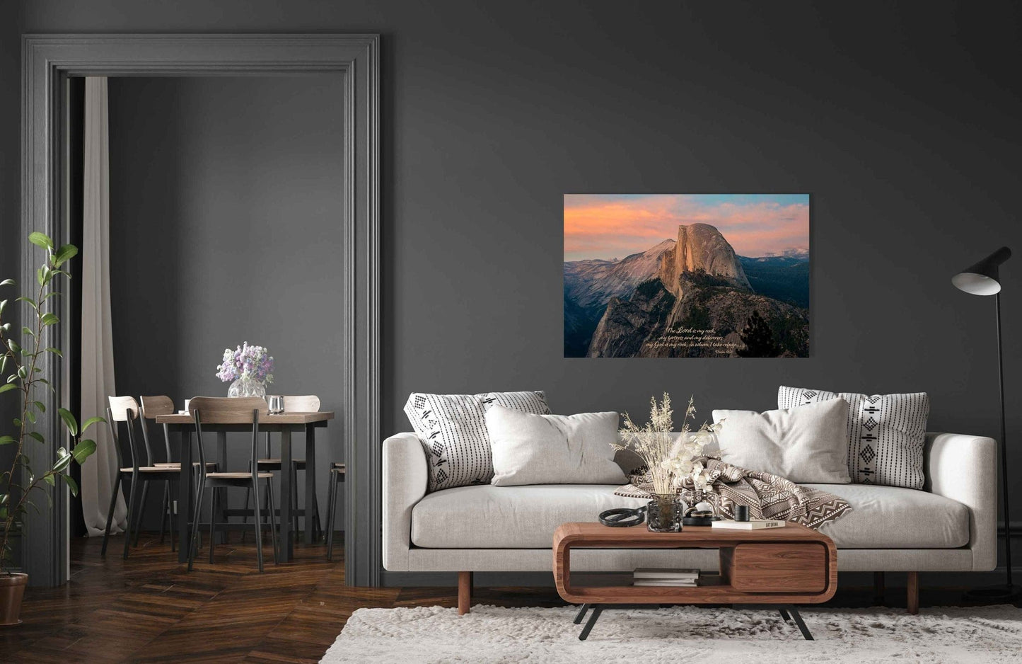 Psalm 18 - 2 Christian Inspirational Wall Art, Yosemite National Park Mountain Sunset, California Landscape Photography, Large Canvas Print - SandyDobbsFineArtPhotography