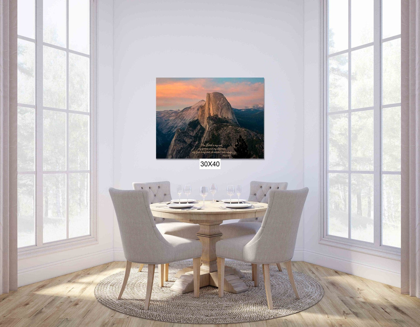 Psalm 18 - 2 Christian Inspirational Wall Art, Yosemite National Park Mountain Sunset, California Landscape Photography, Large Canvas Print - SandyDobbsFineArtPhotography