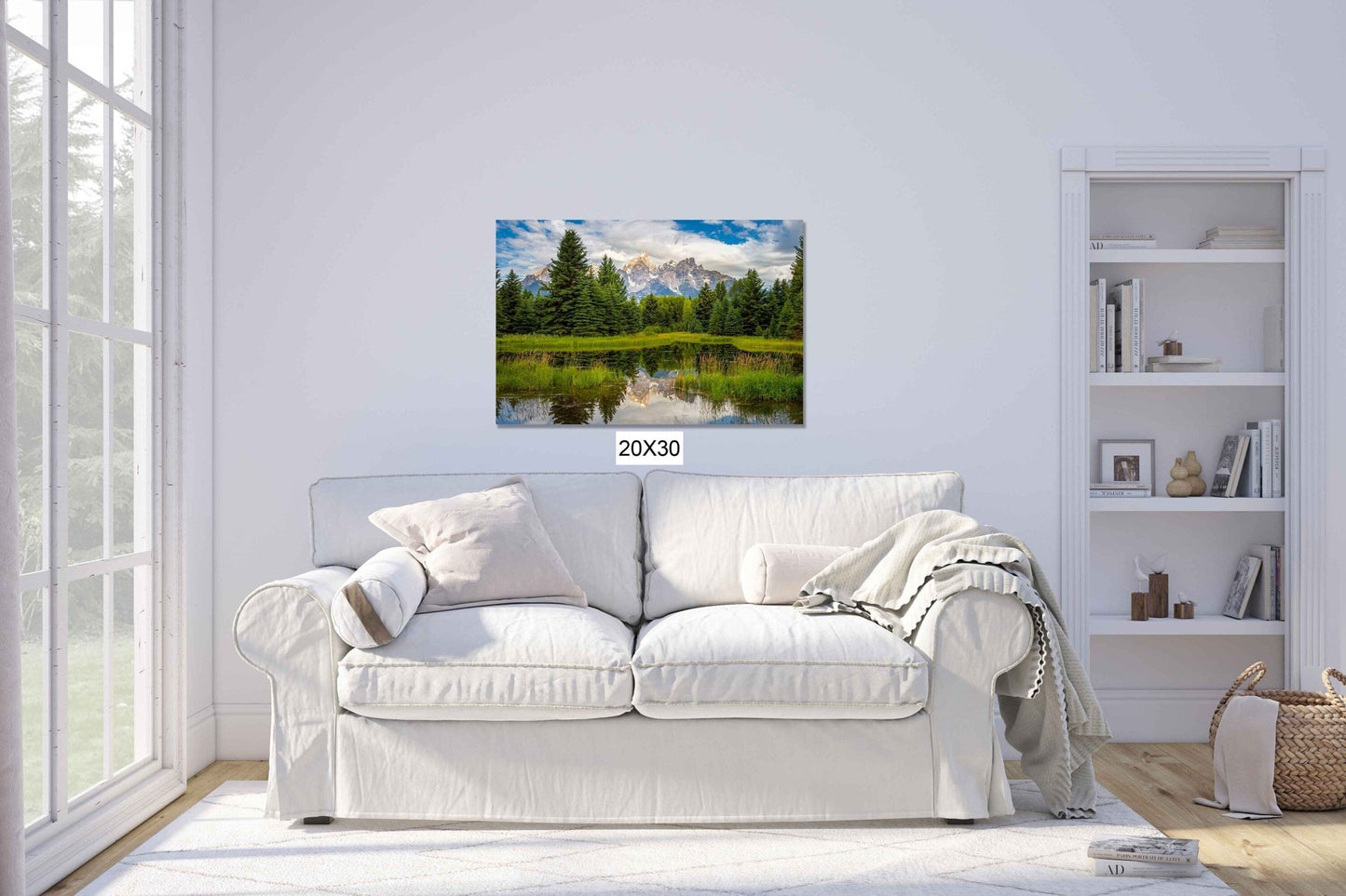 Grand Teton National Park Landscape Print, Schwabacher Landing, Mountain Reflection, Wyoming Canvas Large Wall Art Prints, Snake River - SandyDobbsFineArtPhotography