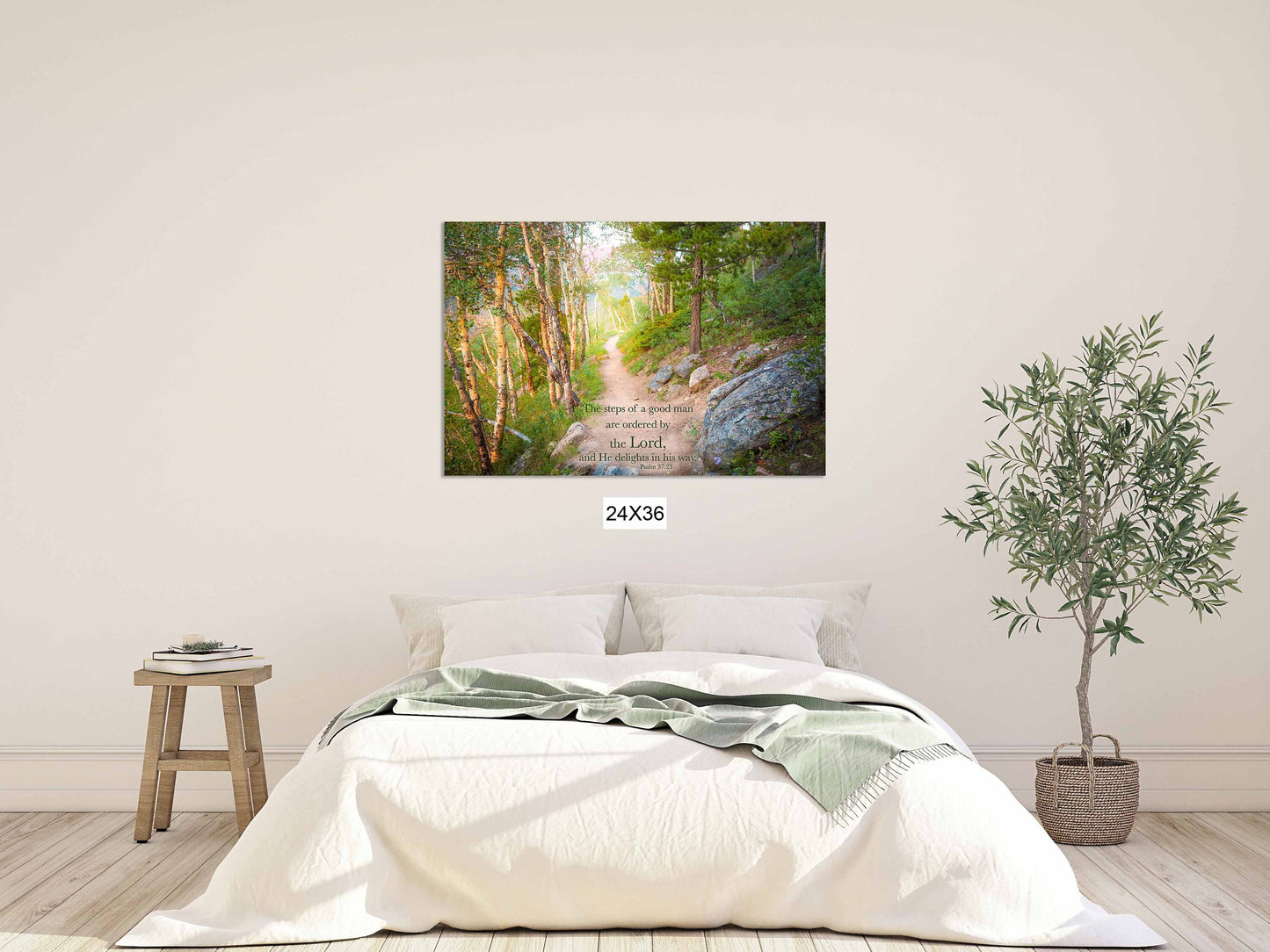 Psalm 37:23 Bible Verse Photo Canvas, Christian Scripture Inspirational Wall Art, Rocky Mountain National Park, Colorado, Steps of Good Man