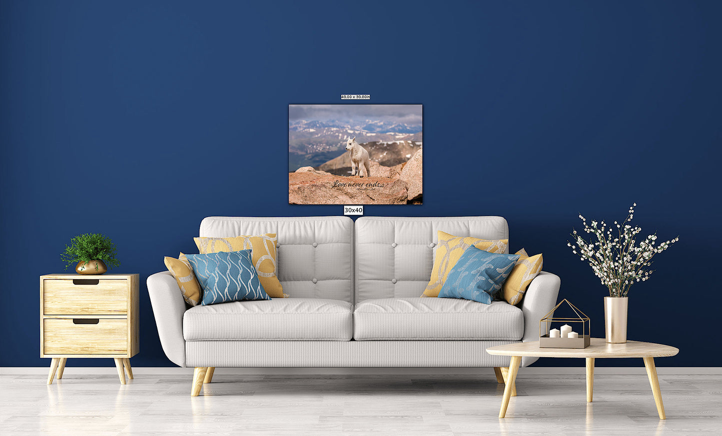 1 Corinthians 13:8 Love Never Ends, Bible Verse Photo, Mountain Goat Baby Scripture Canvas, Christian Inspirational Wall Art, Colorado - SandyDobbsFineArtPhotography