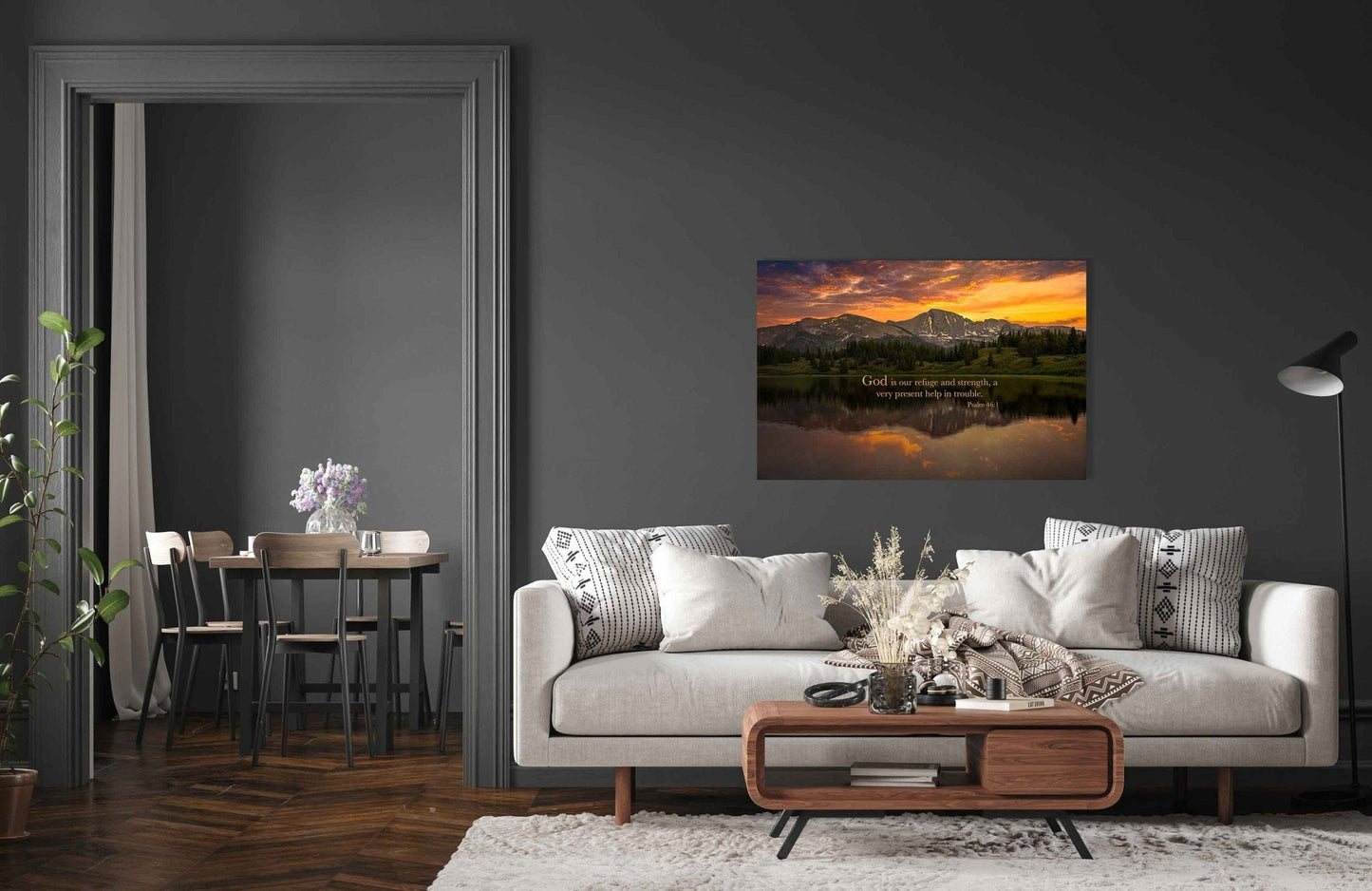 Psalm 46:1 God is Our Refuge, Christian Inspirational Wall Art, Colorado Sunset Landscape, Large Scripture Canvas, Bible Verse Photo - SandyDobbsFineArtPhotography