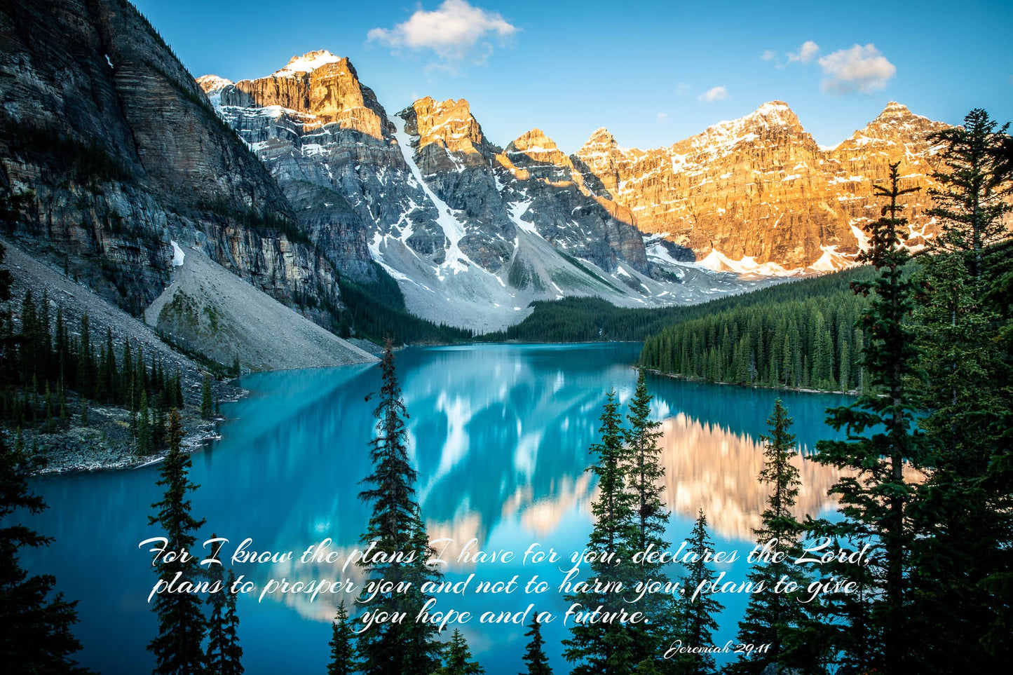 Jeremiah 29:11 Christian Inspirational Wall Art, Scripture Canvas, Moraine Lake Sunrise Photo, I Know the Plans I Have for You, Banff Canada