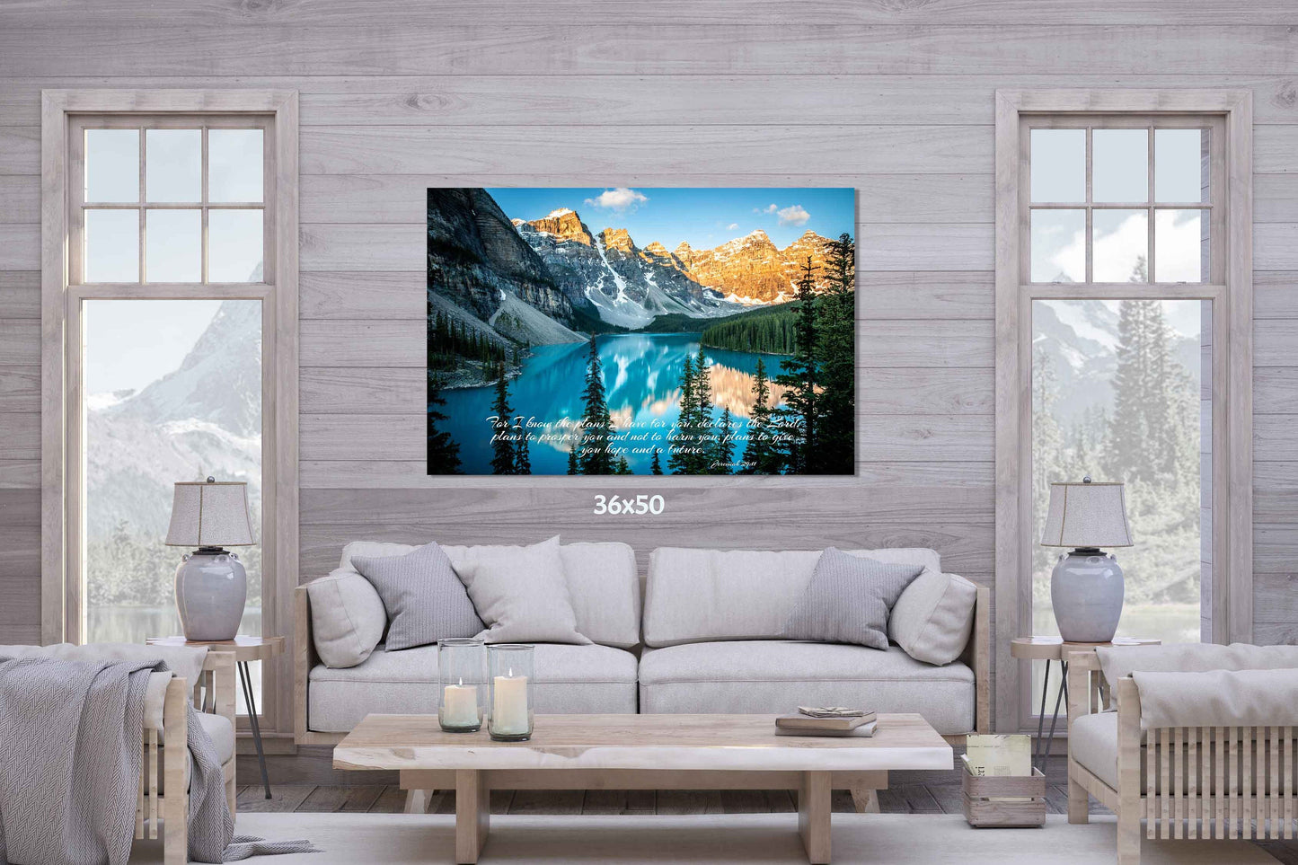 Jeremiah 29:11 Christian Inspirational Wall Art, Scripture Canvas, Moraine Lake Sunrise Photo, I Know the Plans I Have for You, Banff Canada
