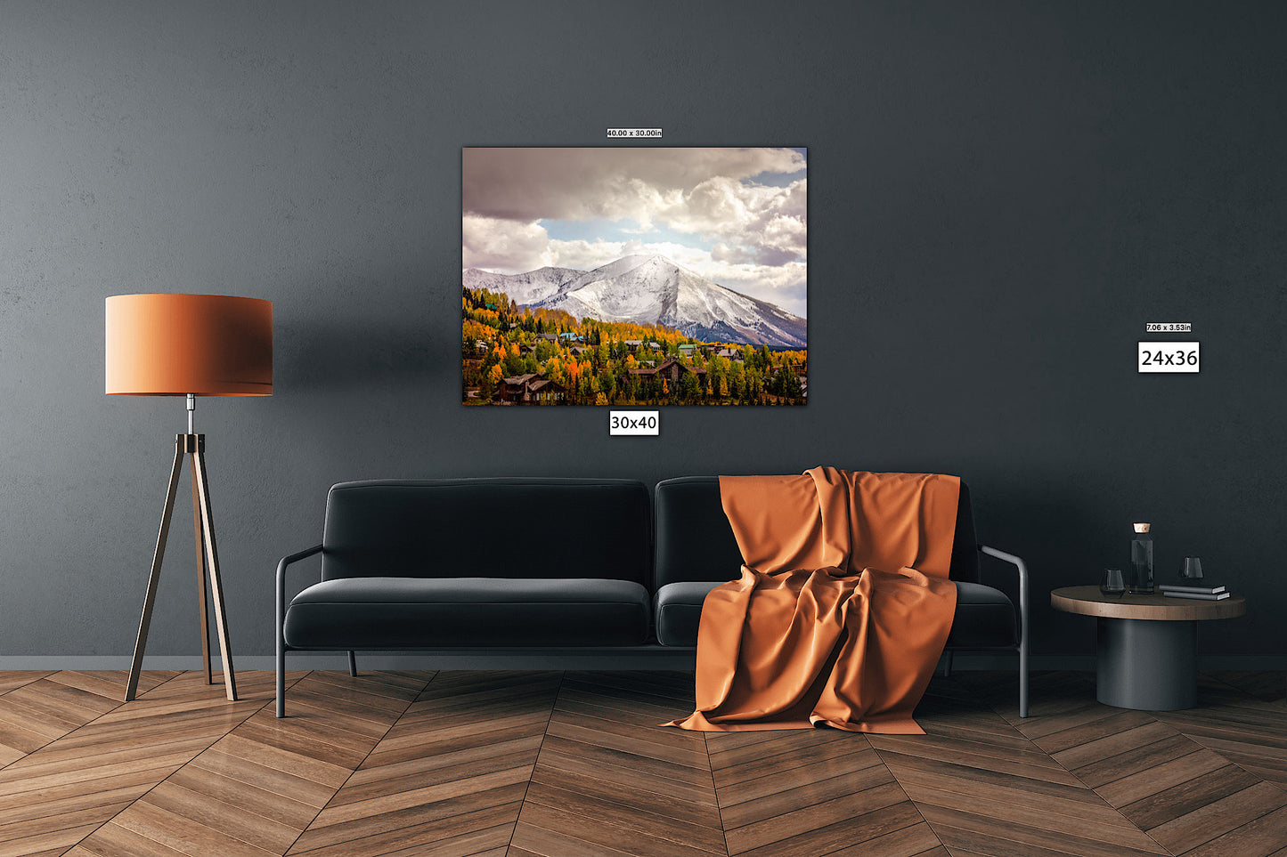 Snowy Mountain Peak Landscape Photo, Crested Butte Colorado, Autumn Aspen Trees, Fall Canvas Print, San Juan Rocky Mountain Photography