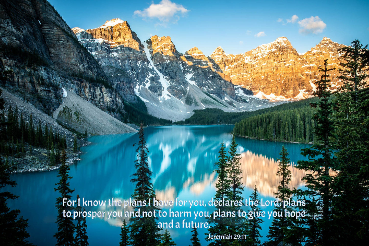 Jeremiah 29:11 Christian Inspirational Wall Art, Scripture Canvas, Moraine Lake Sunrise Photo, I Know the Plans I Have for You, Banff Canada