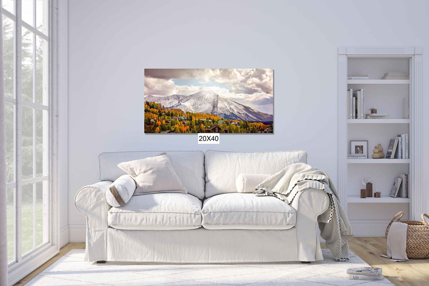 Panoramic Snowy Mountain Peak Landscape Photo, Crested Butte Colorado, Autumn Aspen Trees, Fall Canvas Print, San Juan Rocky Mountains