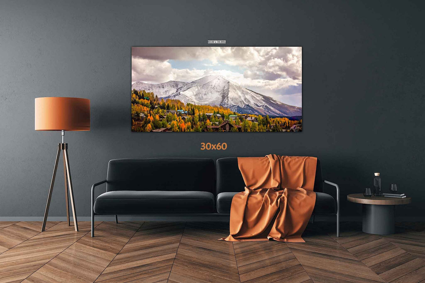 Panoramic Snowy Mountain Peak Landscape Photo, Crested Butte Colorado, Autumn Aspen Trees, Fall Canvas Print, San Juan Rocky Mountains