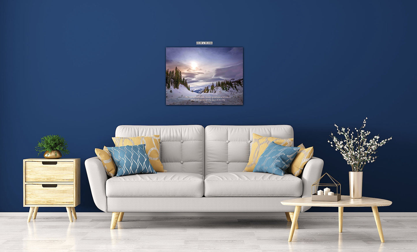 Psalm 23:5 - 6 Scripture Canvas, Snowy Mountains Scene Bible Verse, Colorado Winter print, Rocky Mountain Landscape Print, Ouray, Silverton - SandyDobbsFineArtPhotography