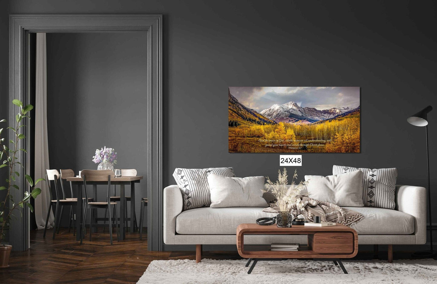 Philippians 4:7 Christian Inspirational Photo Print, Peace of God, Colorado Autumn Panoramic Landscape Print, Golden Aspens Mountain Photo - SandyDobbsFineArtPhotography