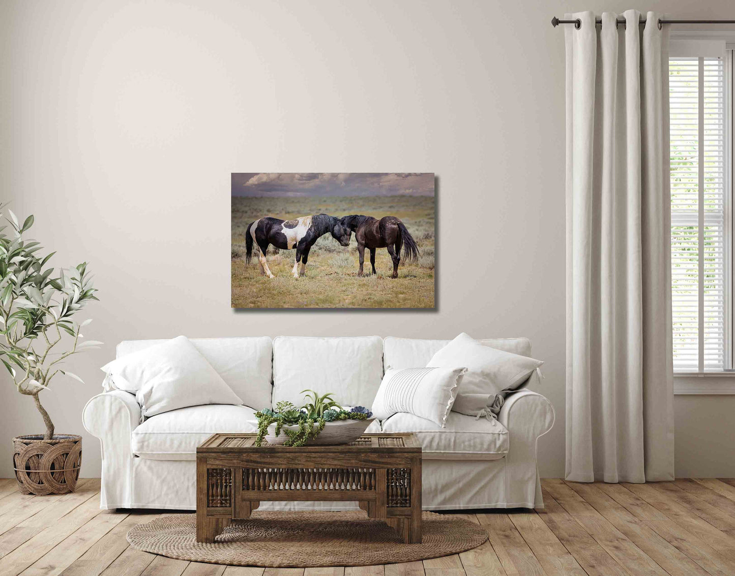 Wild Horses in Wyoming Wall Art Print, Wild Mustang Photo, Wildlife Canvas, Cowboy Old West Decor for Home, Living Room, Bedroom Office