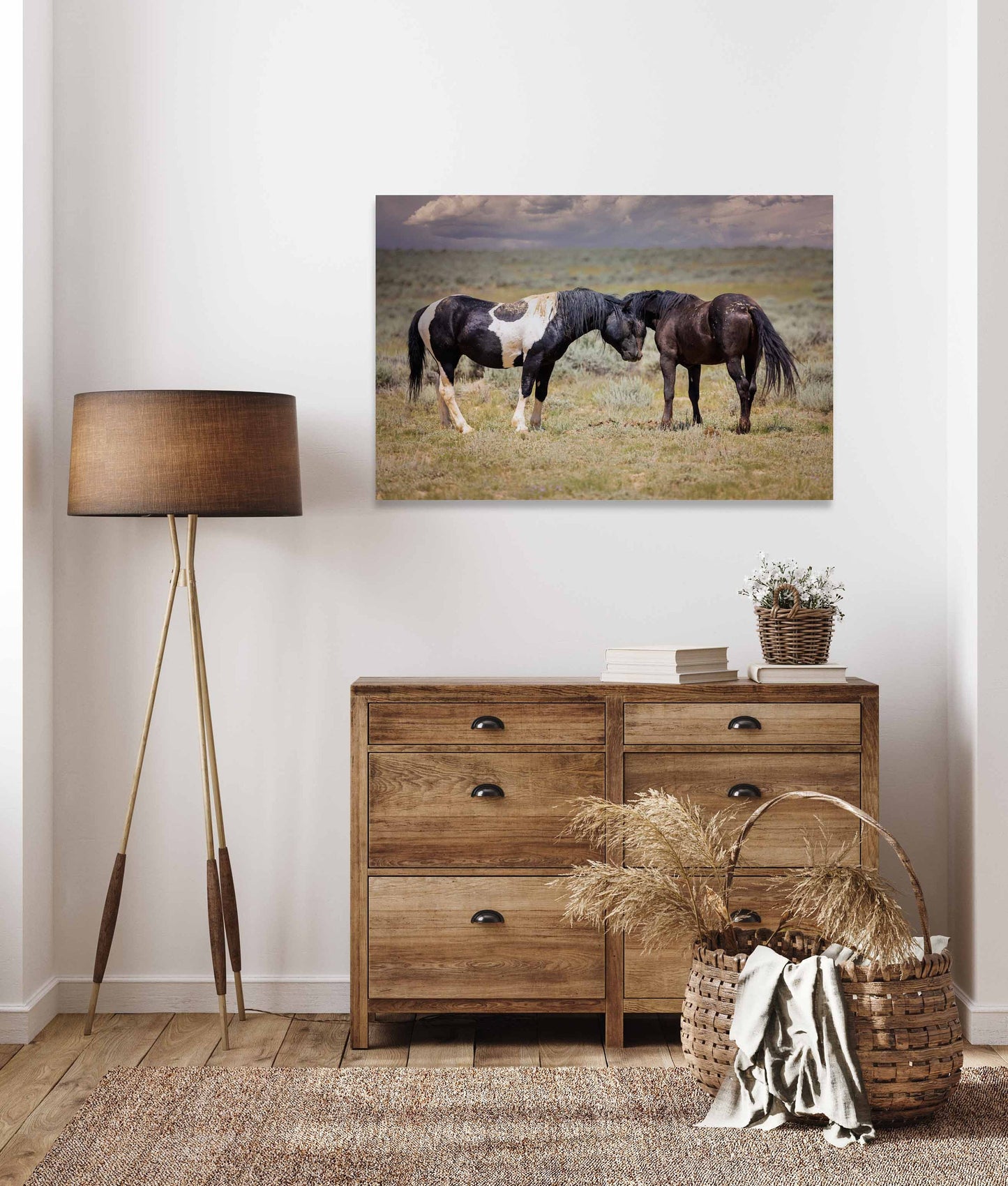 Wild Horses in Wyoming Wall Art Print, Wild Mustang Photo, Wildlife Canvas, Cowboy Old West Decor for Home, Living Room, Bedroom Office