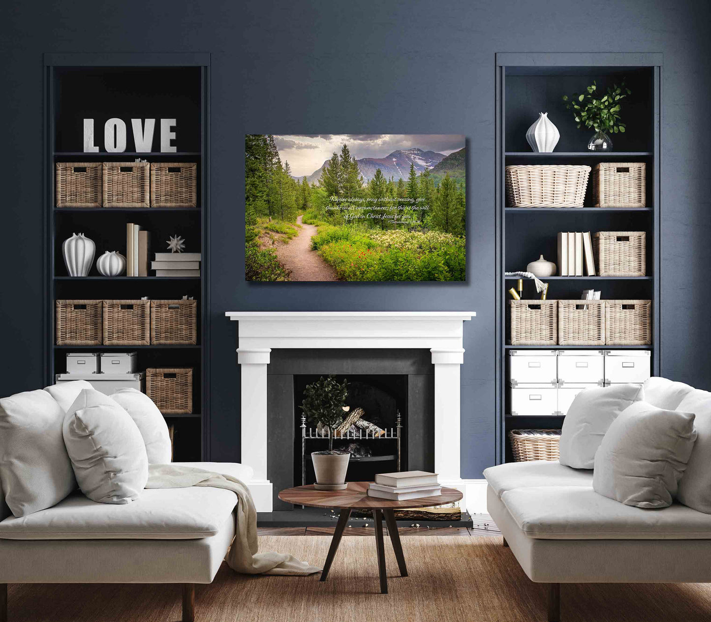 1 Thessalonians 5:16-18 Scripture Canvas, Mt Rainier Mountain Scene Bible Verse, Christian Inspirational Wall Art, Rejoice Always, Pray