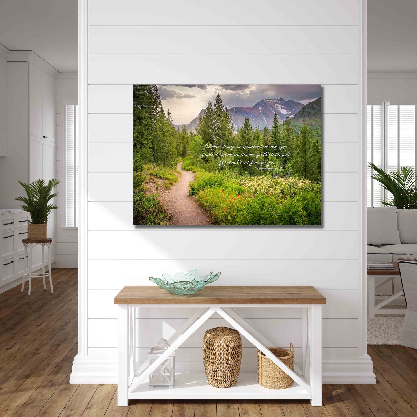 1 Thessalonians 5:16-18 Scripture Canvas, Mt Rainier Mountain Scene Bible Verse, Christian Inspirational Wall Art, Rejoice Always, Pray