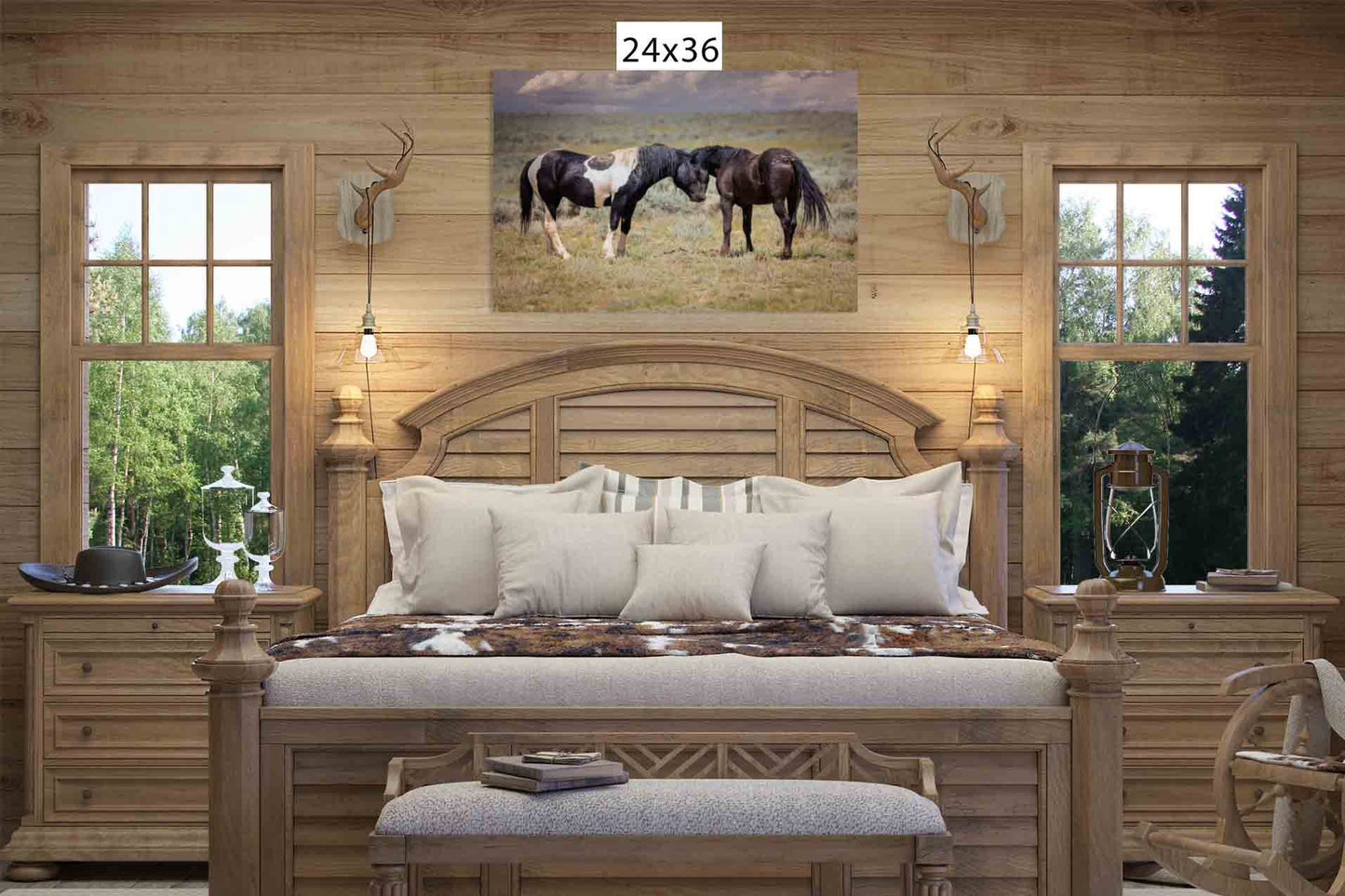 Wild Horses in Wyoming Wall Art Print, Wild Mustang Photo, Wildlife Canvas, Cowboy Old West Decor for Home, Living Room, Bedroom Office
