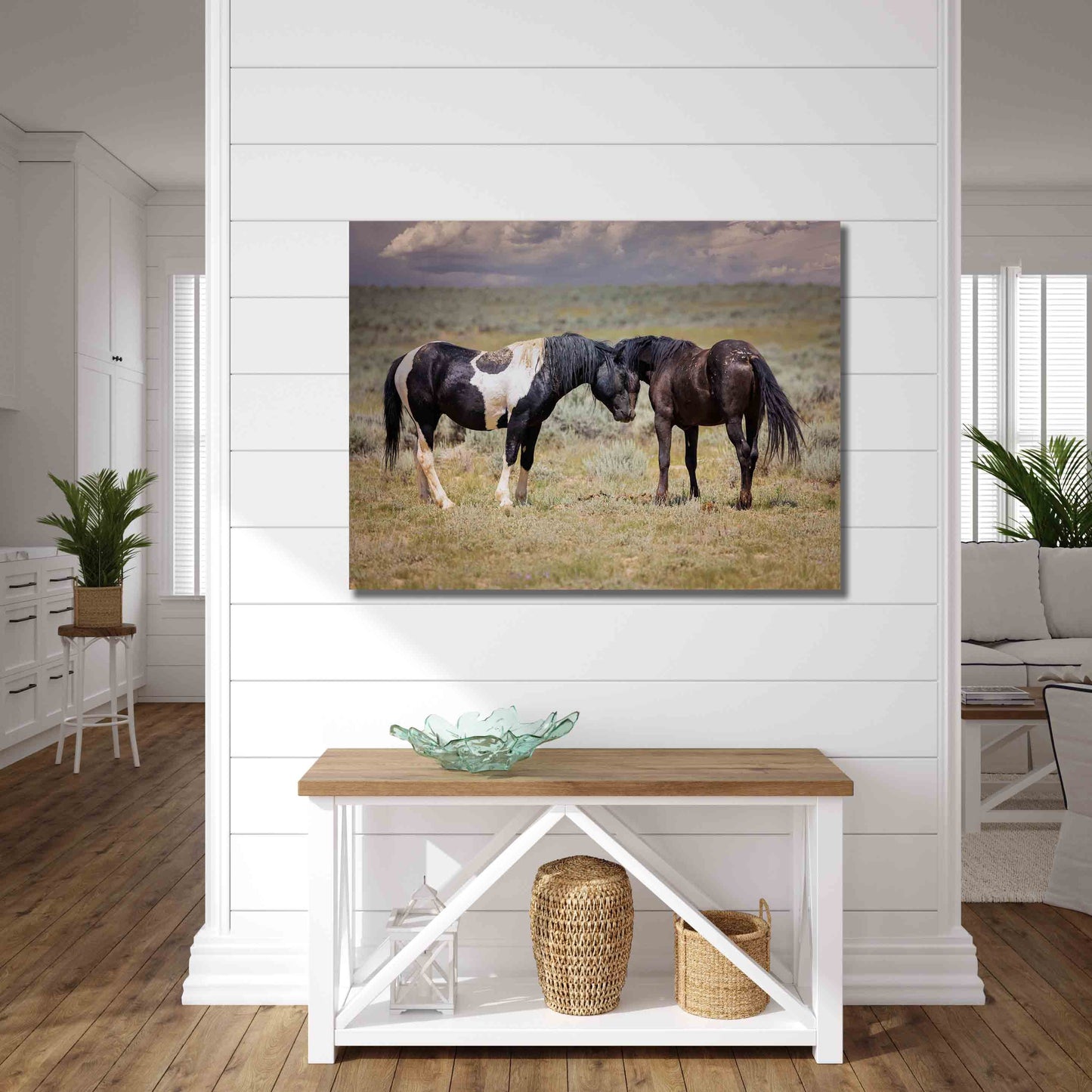 Wild Horses in Wyoming Wall Art Print, Wild Mustang Photo, Wildlife Canvas, Cowboy Old West Decor for Home, Living Room, Bedroom Office