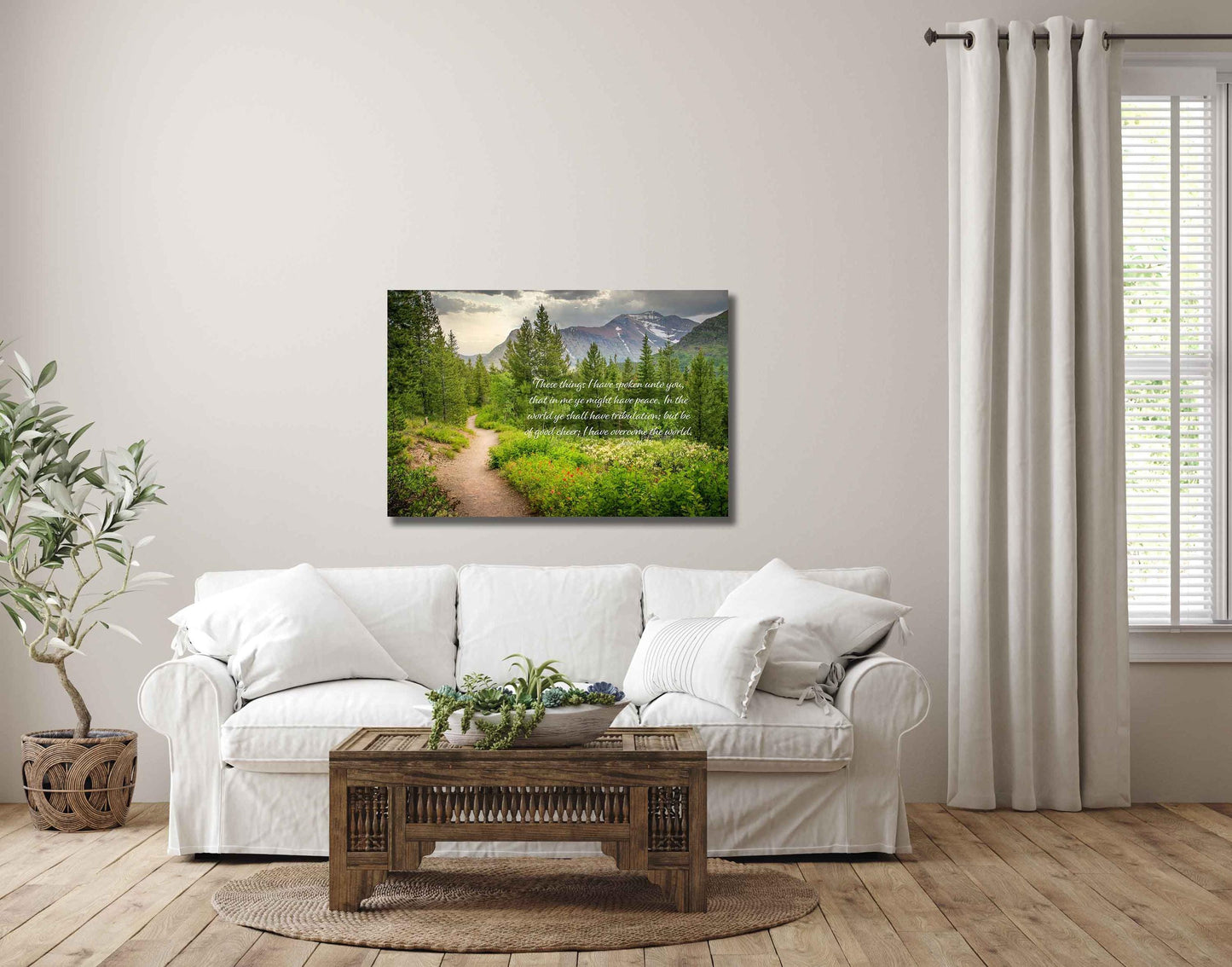 John 16:33 Scripture Canvas, Mt Rainier Mountain Scene Bible Verse, Christian Inspirational Wall Art, Do Not Be Afraid, The Lord is With You