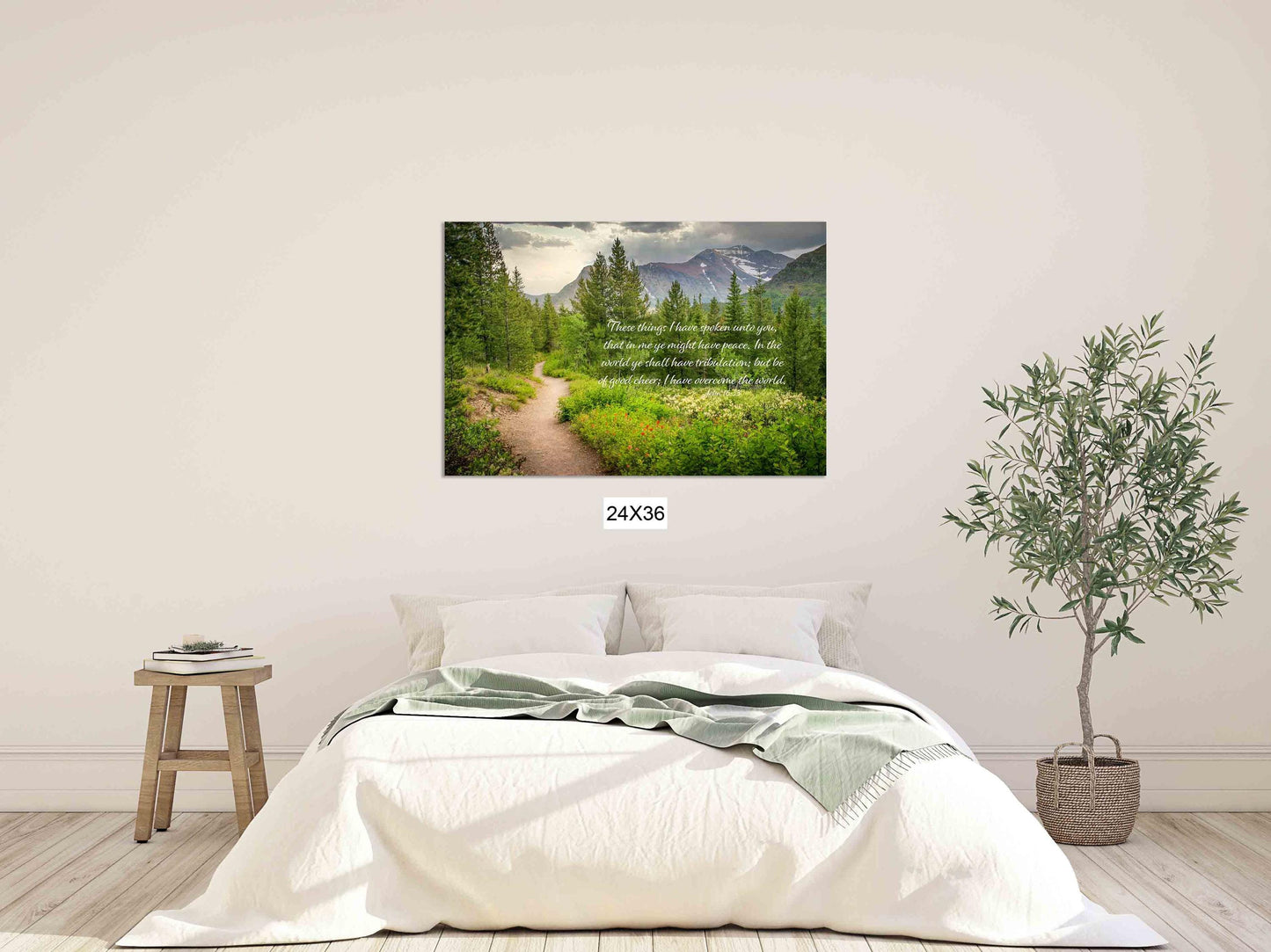 John 16:33 Scripture Canvas, Mt Rainier Mountain Scene Bible Verse, Christian Inspirational Wall Art, Do Not Be Afraid, The Lord is With You