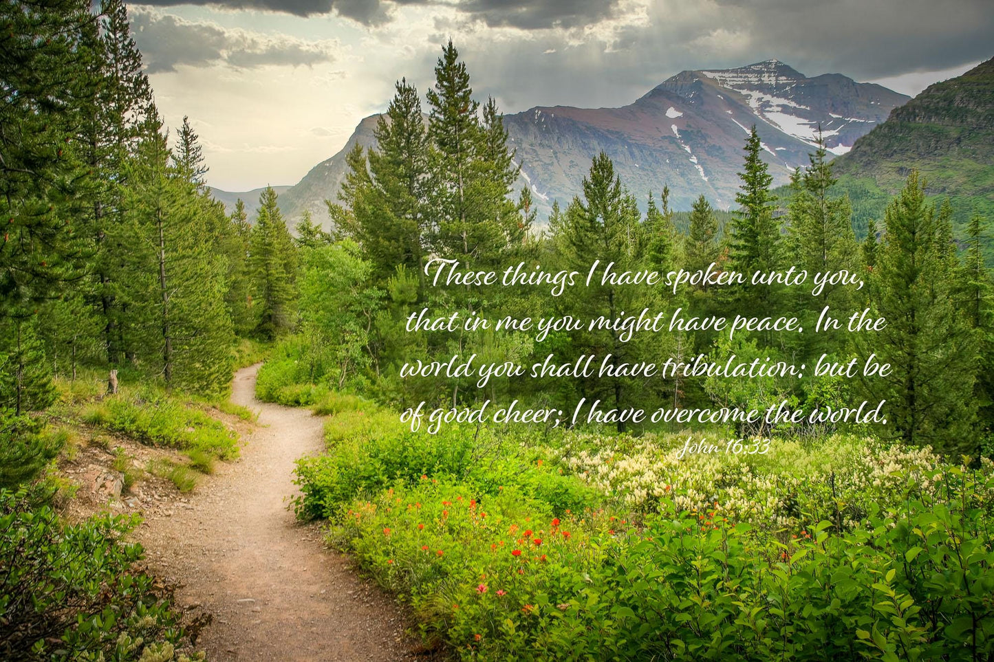 John 16:33 Scripture Canvas, Mt Rainier Mountain Scene Bible Verse, Christian Inspirational Wall Art, Do Not Be Afraid, The Lord is With You