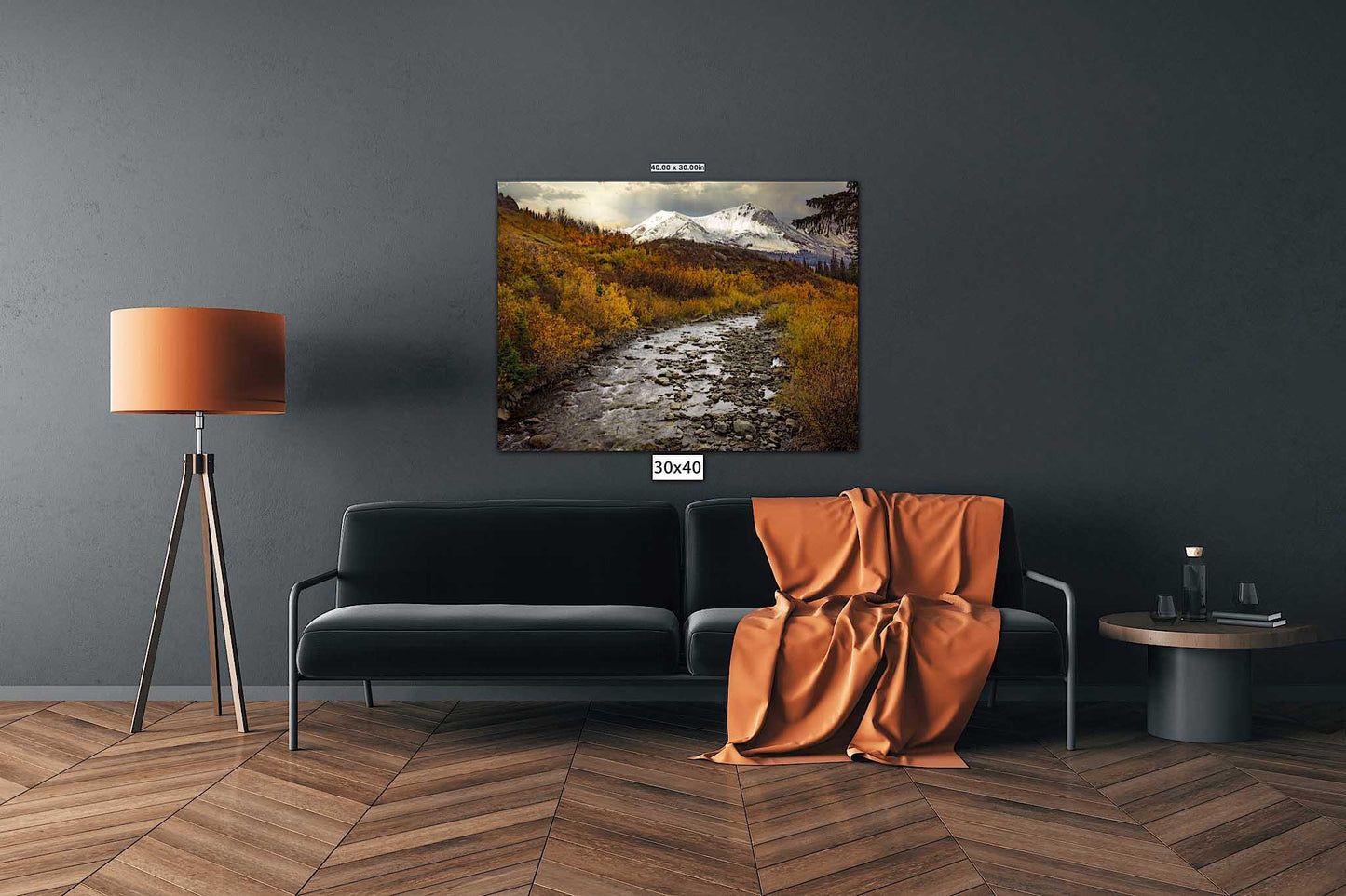 Crested Butte Colorado Landscape Photo Print, Snowy Mountain Peaks over Stream, Autumn Aspen Trees, Fall Canvas, San Juan Rocky Photography