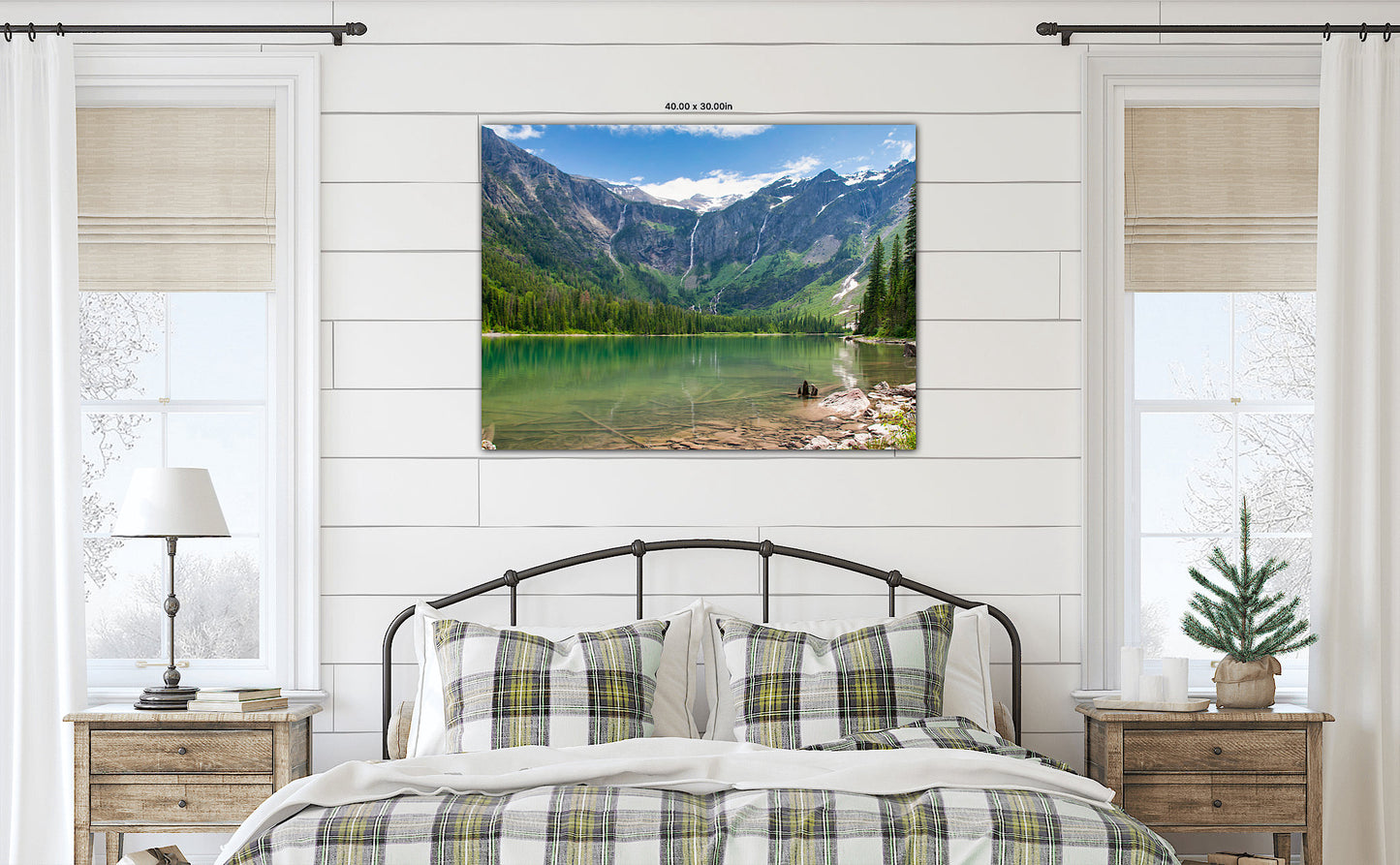 Avalanche Lake Photo Canvas Print, Glacier National Park, Mountain Lake with Turquoise Water, Dramatic Landscape, Fine Art Wall Print Decor - SandyDobbsFineArtPhotography