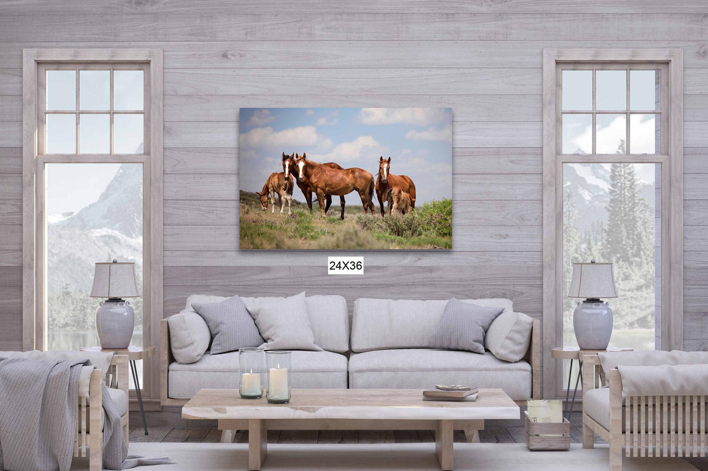 Wild Horses in Colorado Canvas Art, Wild Mustangs Photo Wall Print, Chestnut Mares and Foals, Cowboy Old West Decor for Home or Office