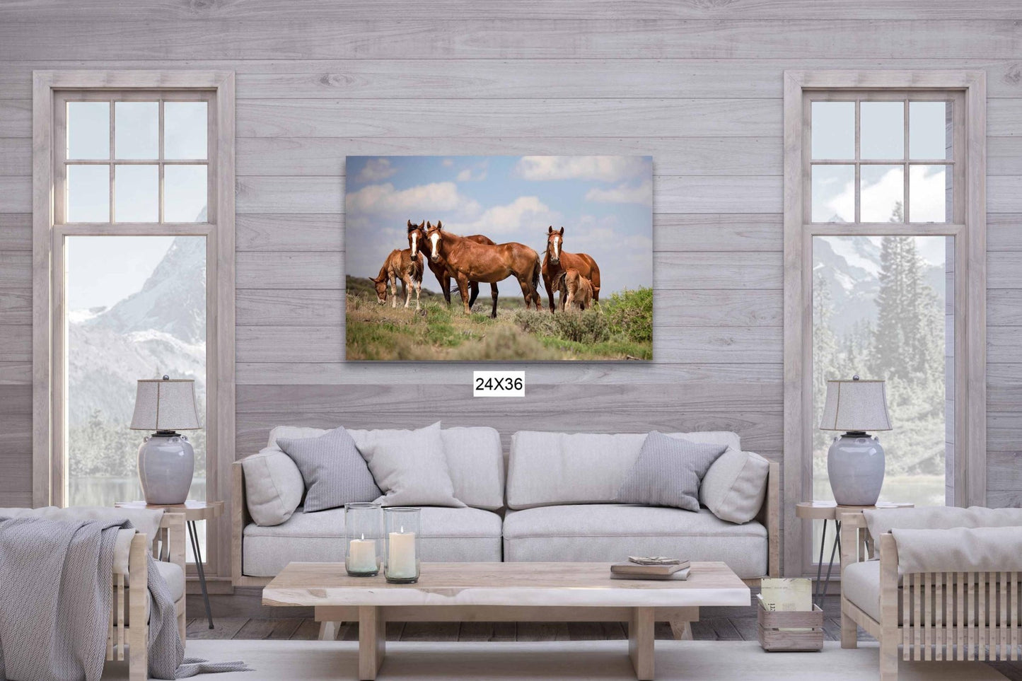 Wild Horses in Colorado Canvas Art, Wild Mustangs Photo Wall Print, Chestnut Mares and Foals, Cowboy Old West Decor for Home or Office - SandyDobbsFineArtPhotography