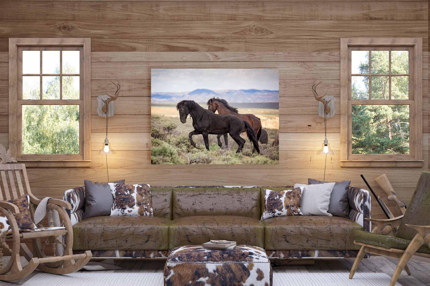 Wild Mustang Black Stallion Photo, Wild Horses in Colorado Wall Art Print, Wildlife Canvas, Cowboy Old West Decor for Home or Office