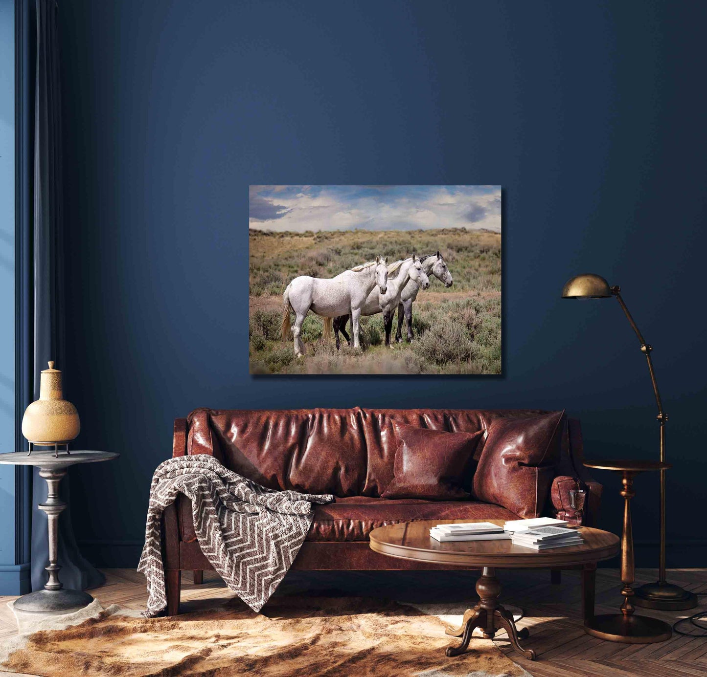 Wild Gray Mustangs in Colorado Photo, Wild Horses Photography, Wildlife Canvas, Wall Art Print, Cowboy Old West Decor for Home or Office
