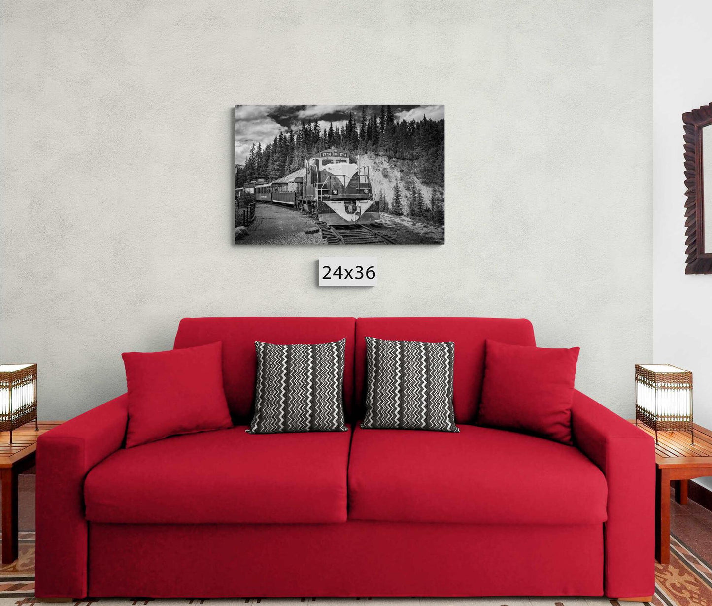 Black and White Old Train Print, Sepia Photo Canvas, Colorado Leadville Engine Locomotive, High line Mountain Scene, Vintage Train Engine