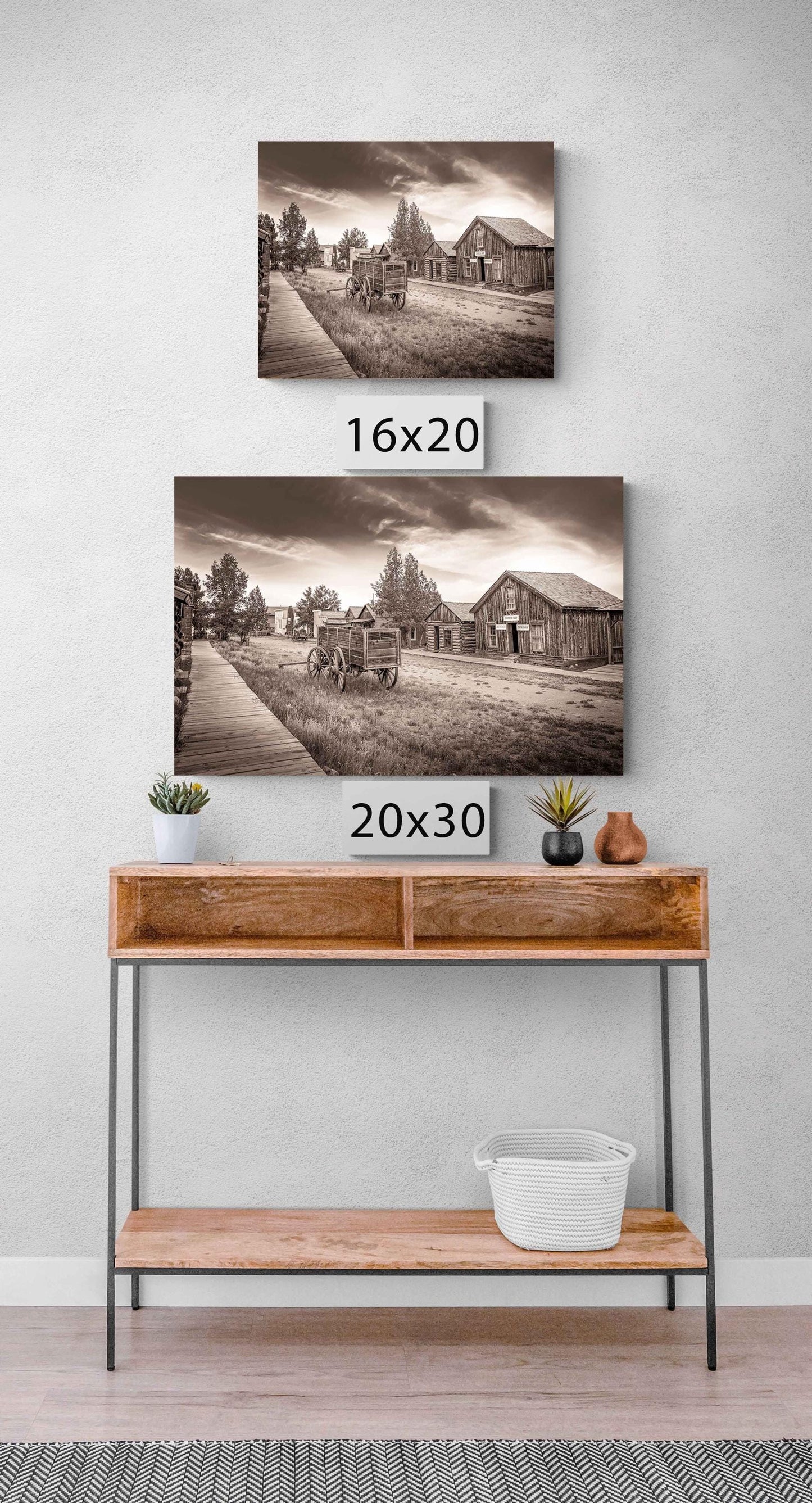 Sepia Old West Ghost Town in Colorado, Old Wagon Photo, Wrapped Canvas Print, Rustic Style, Cowboy Art, Western Art Photography Wall Picture