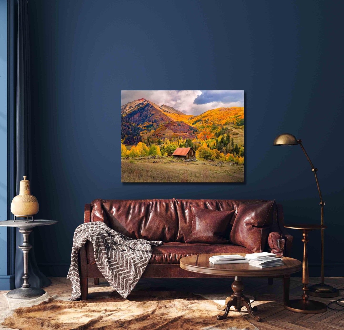 Old Barn and Aspen Trees Colorado Autumn Forest Print, Fall Colors Photo Canvas, Telluride Landscape, San Juan Rocky Mountains Photography