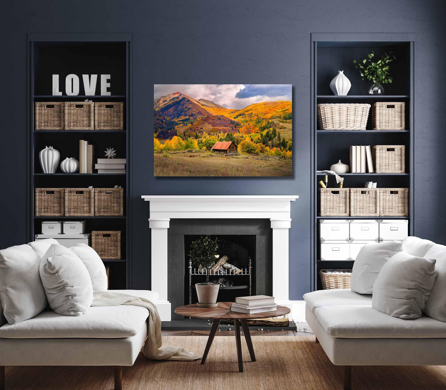 Old Barn and Aspen Trees Colorado Autumn Forest Print, Fall Colors Photo Canvas, Telluride Landscape, San Juan Rocky Mountains Photography