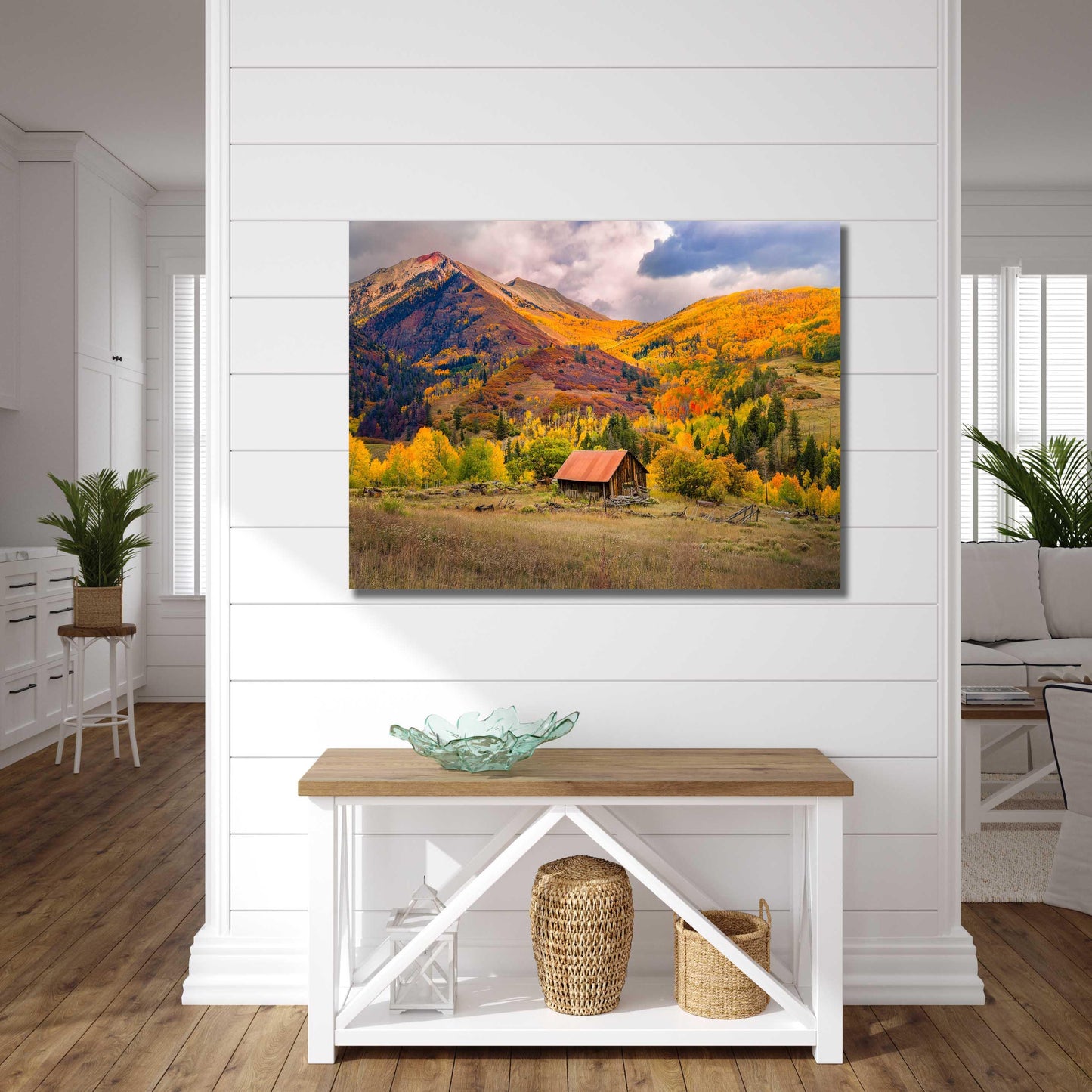 Old Barn and Aspen Trees Colorado Autumn Forest Print, Fall Colors Photo Canvas, Telluride Landscape, San Juan Rocky Mountains Photography
