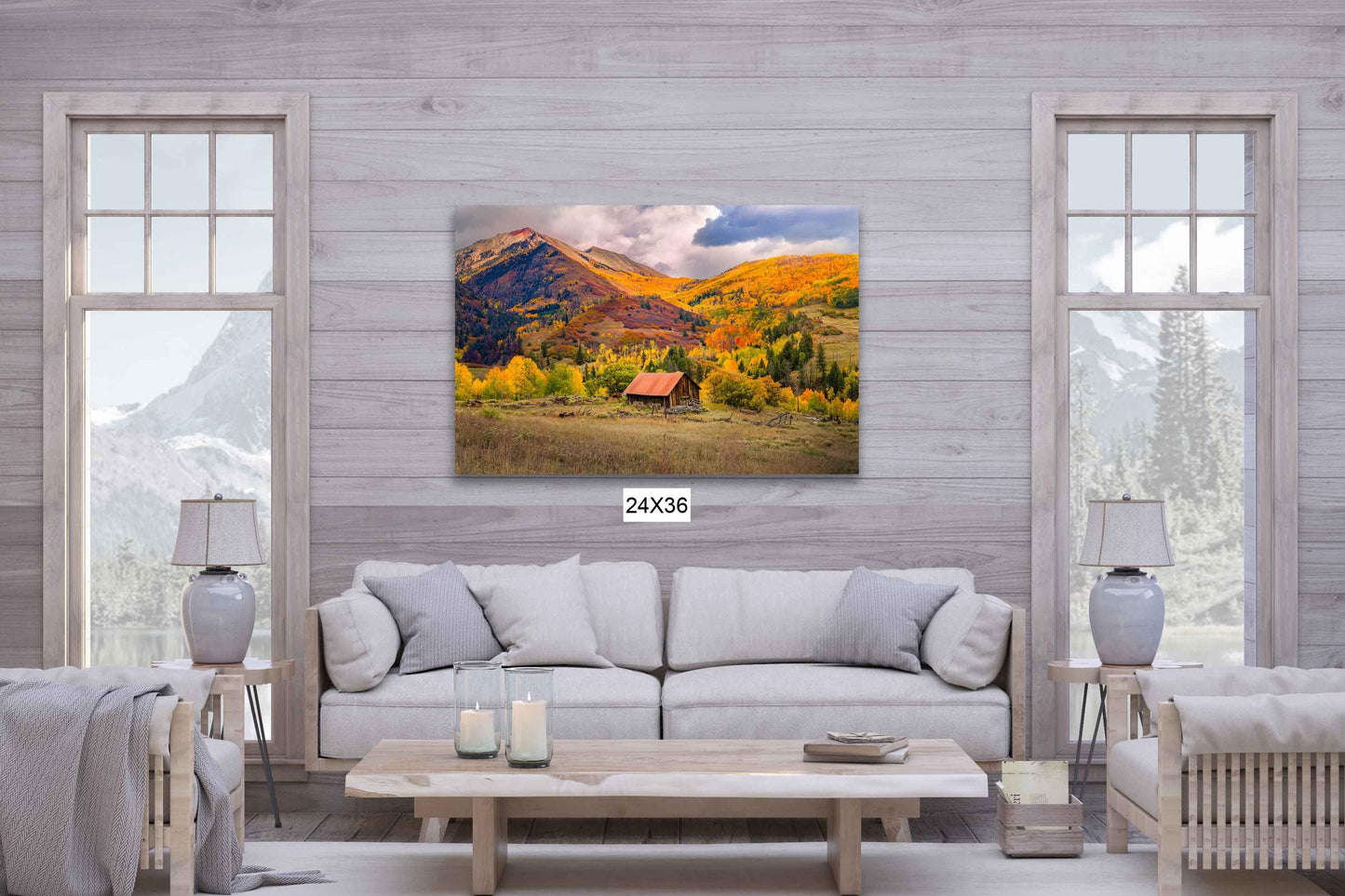 Old Barn and Aspen Trees Colorado Autumn Forest Print, Fall Colors Photo Canvas, Telluride Landscape, San Juan Rocky Mountains Photography