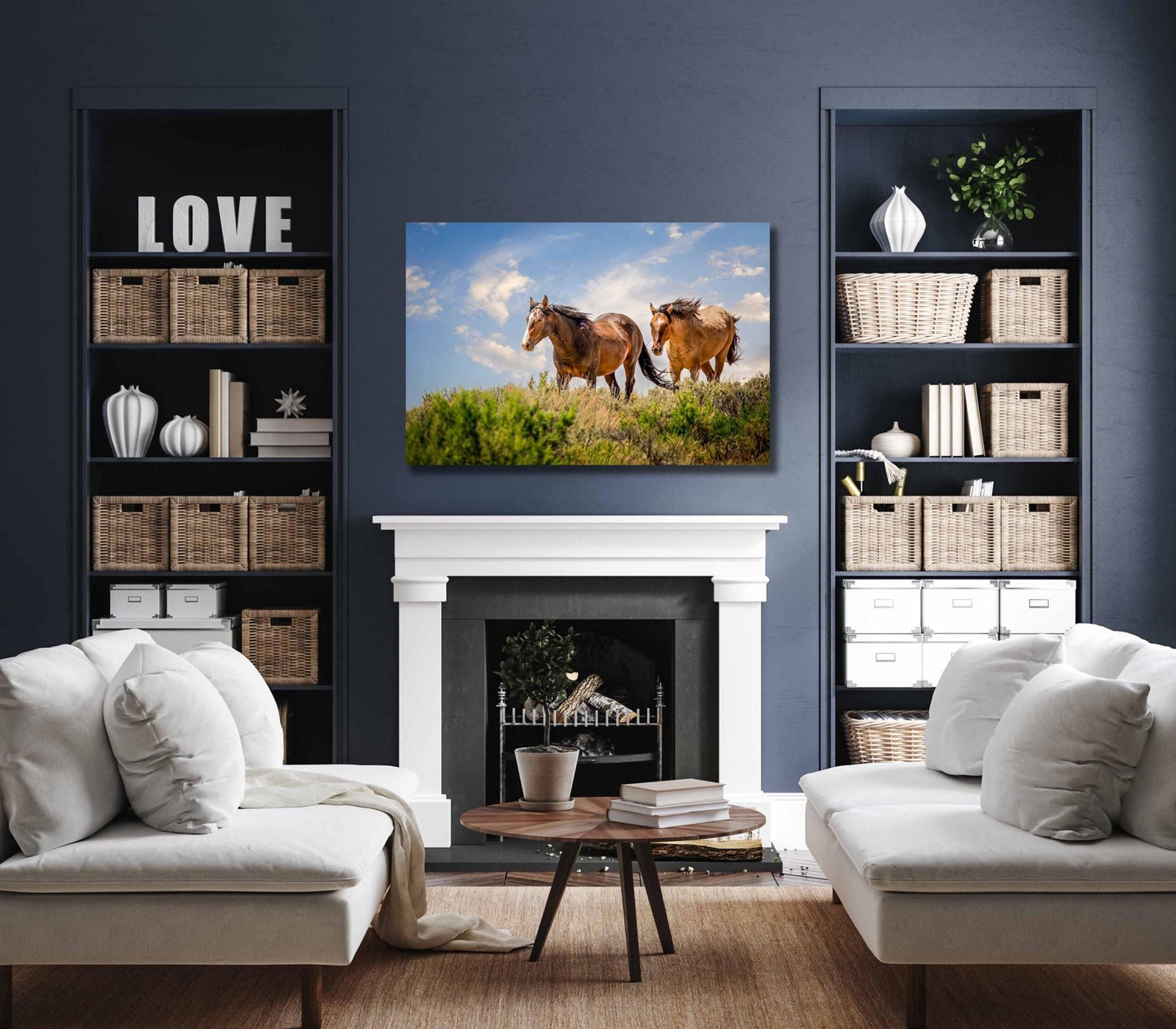Wild Mustangs Photo, Wild Horses in Colorado Wall Art Print, Wildlife Canvas, Cowboy Old West Decor for Home or Office - SandyDobbsFineArtPhotography