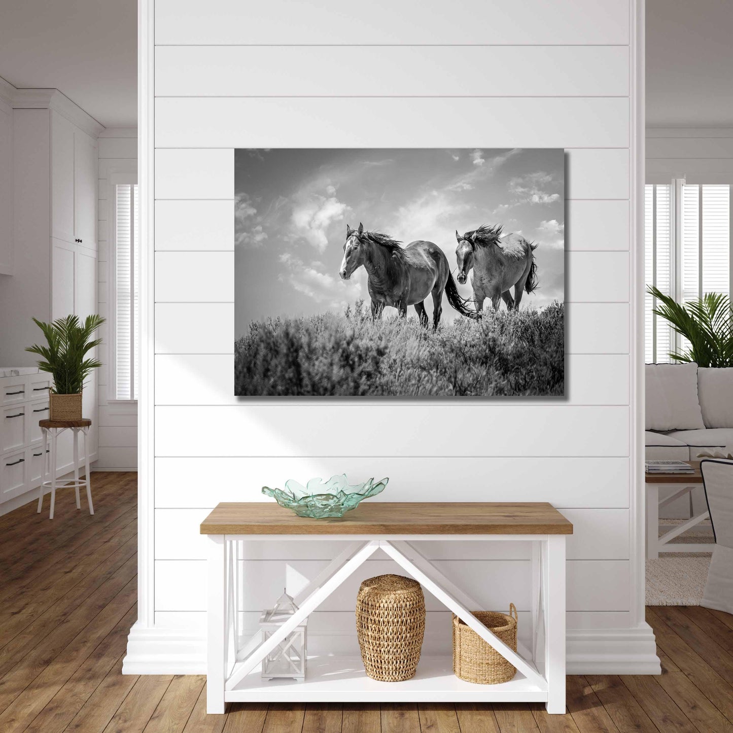 Black and White Colorado Wild Horses Wall Art Print, Mustang Sepia Photo Canvas, Horse Lover Gift, Cowboy Old West Decor for Home or Office - SandyDobbsFineArtPhotography